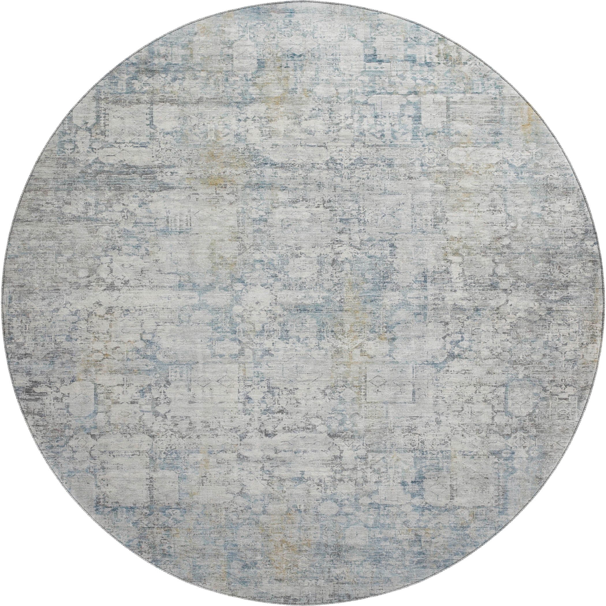 Bern Machine Washable Transitional Linen Ivory Rug 8' x 8' #shape_Round