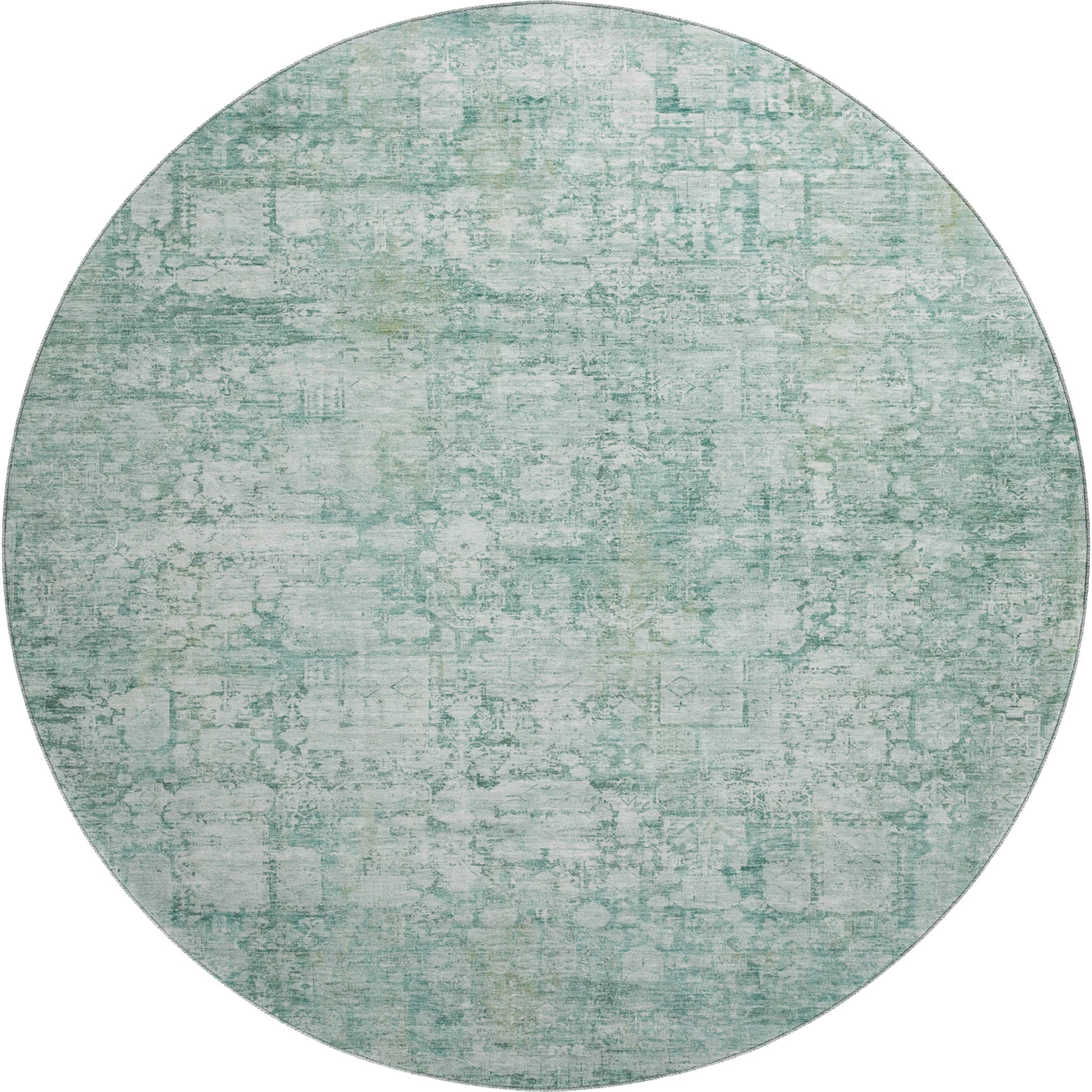 Bern Machine Washable Transitional Teal Rug 8' x 8' #shape_Round
