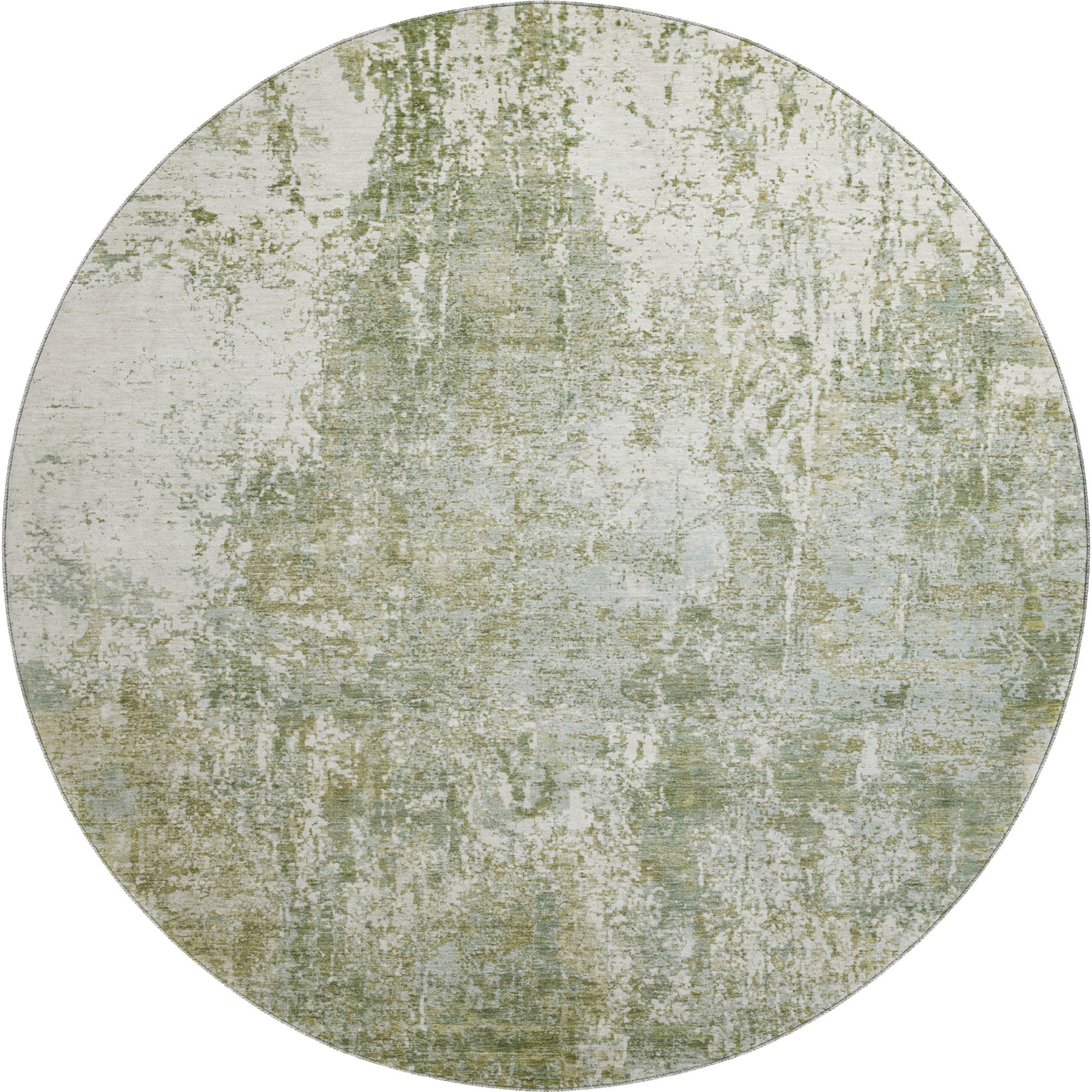 Oslo Machine Washable Transitional Aloe Green Rug 8' x 8' #shape_Round