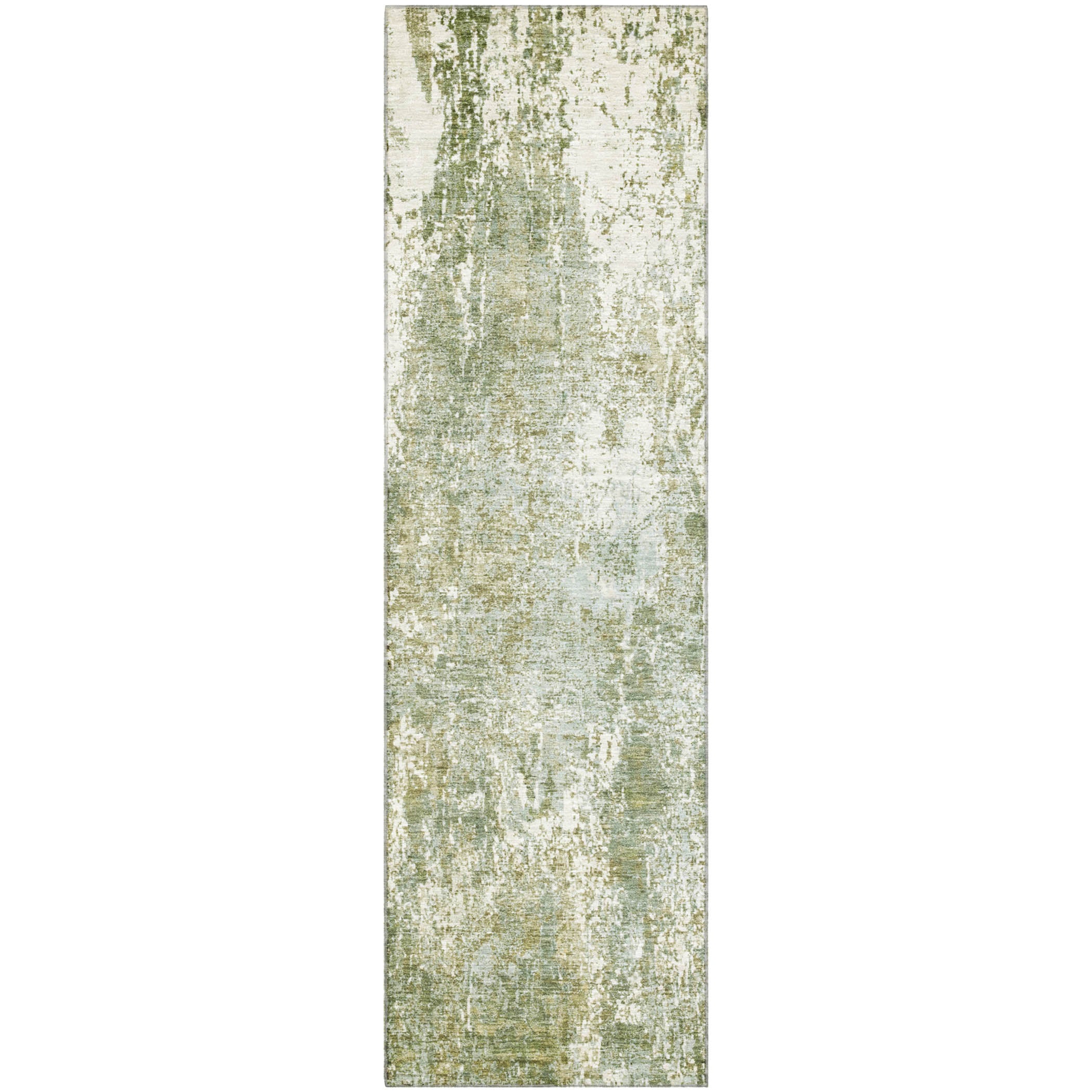 Oslo Machine Washable Transitional Aloe Green Rug 2'3" x 7'6" #shape_Runner