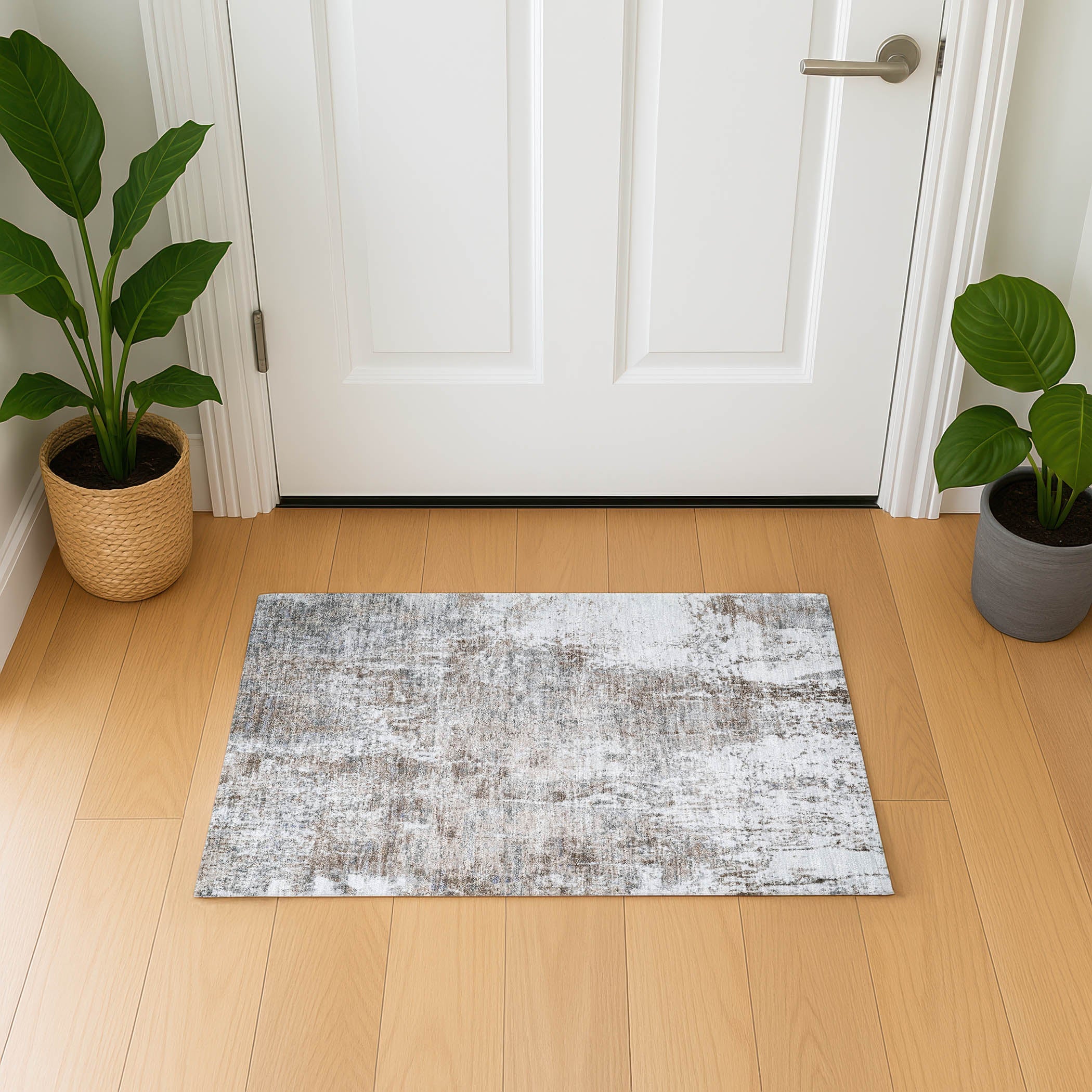 Oslo Machine Washable Transitional Brown Rug 1'8" x 2'6" #shape_Rectangle
