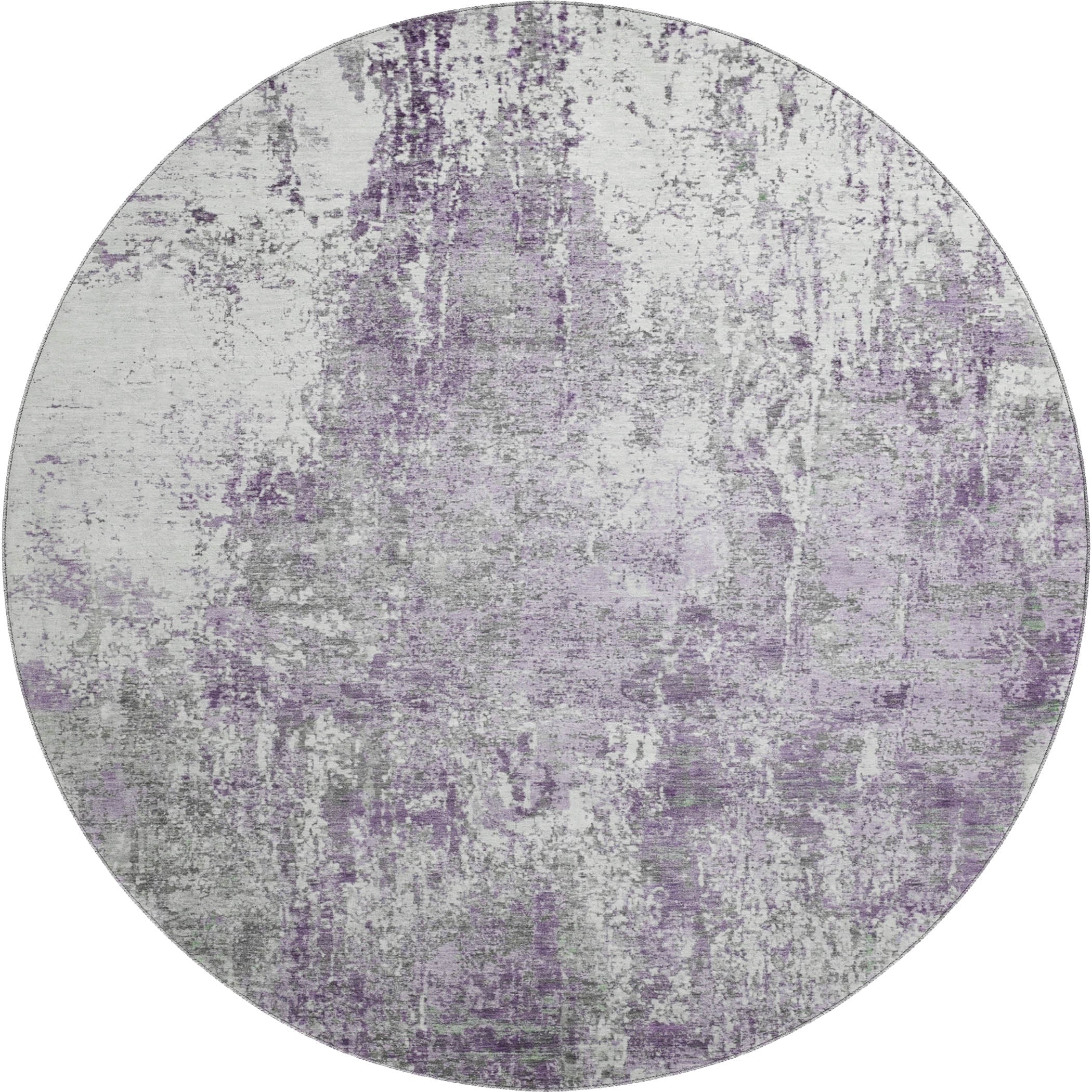 Oslo Machine Washable Transitional Plum Purple Rug 8' x 8' #shape_Round