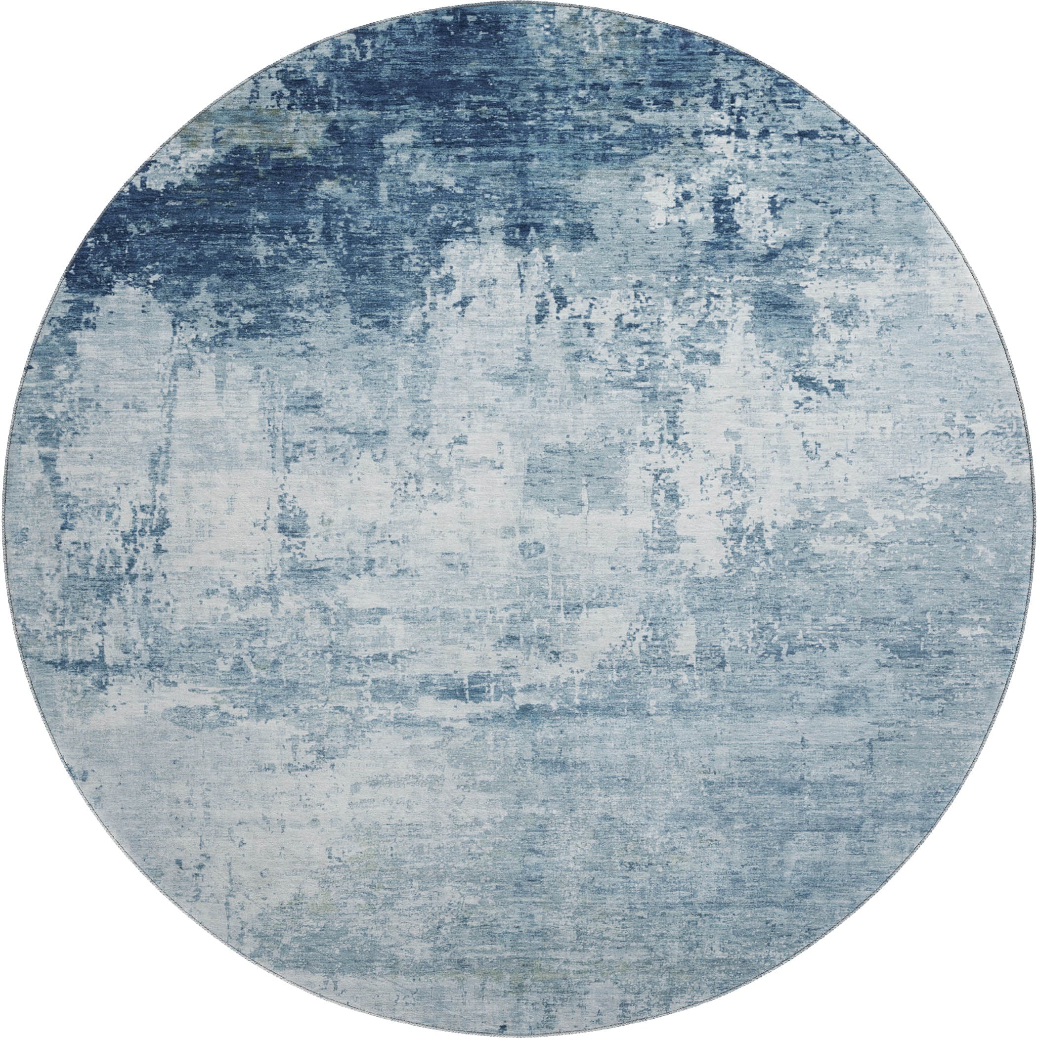 Athens Machine Washable Transitional Blue Rug 8' x 8' #shape_Round