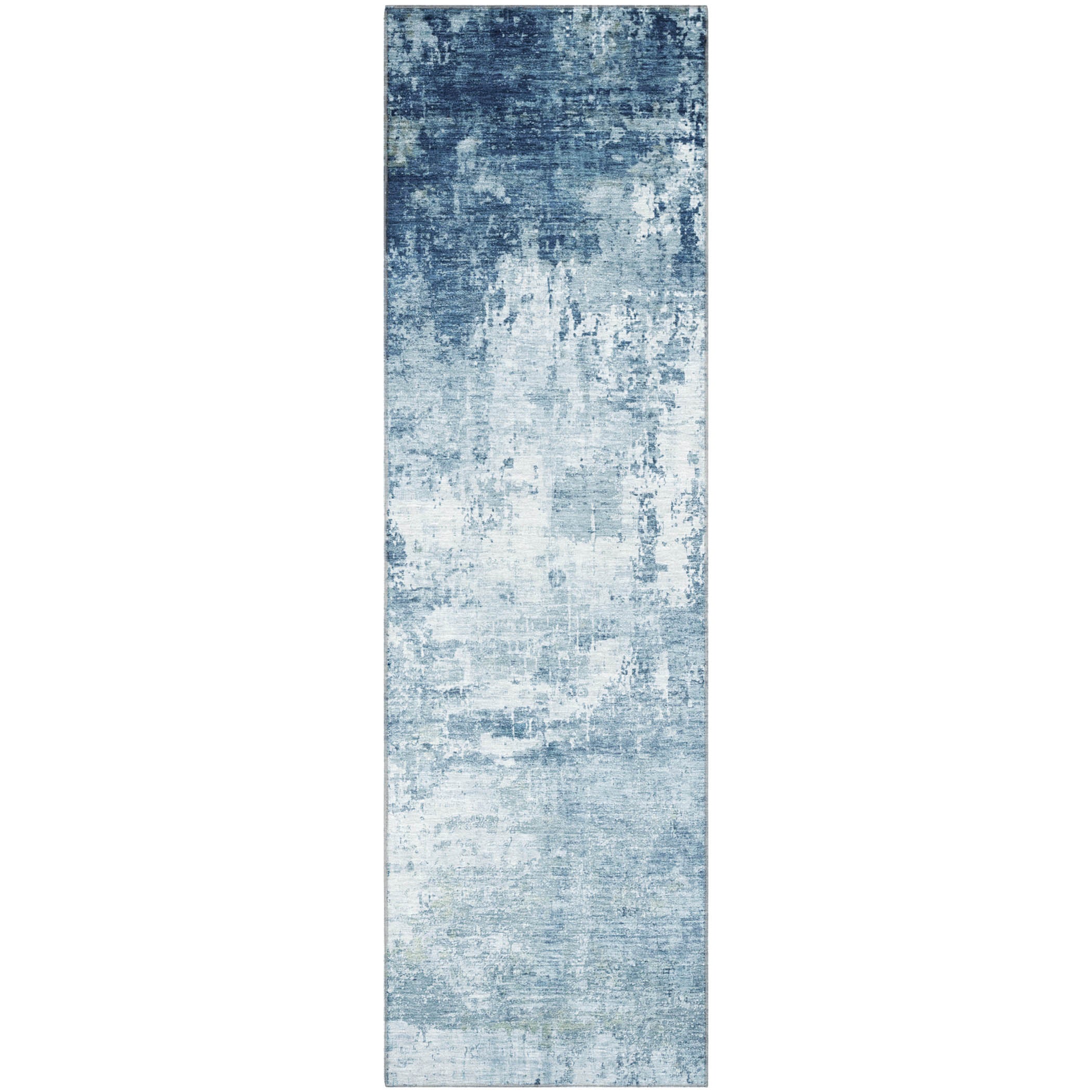 Athens Machine Washable Transitional Blue Rug 2'3" x 7'6" #shape_Runner