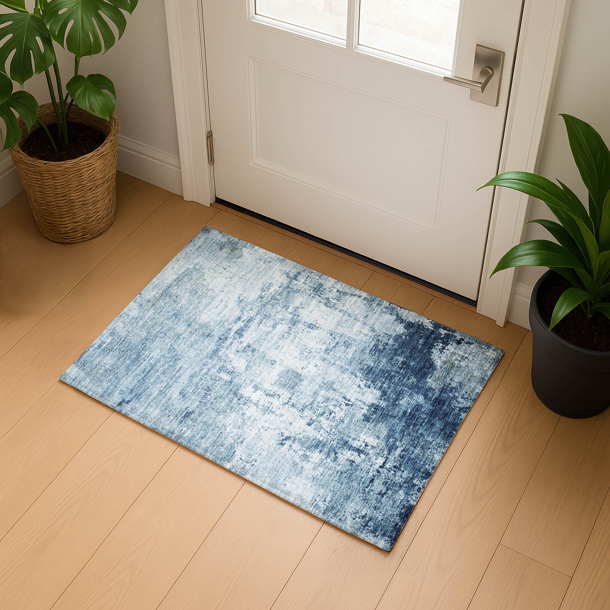 Athens Machine Washable Transitional Blue Rug 1'8" x 2'6" #shape_Rectangle