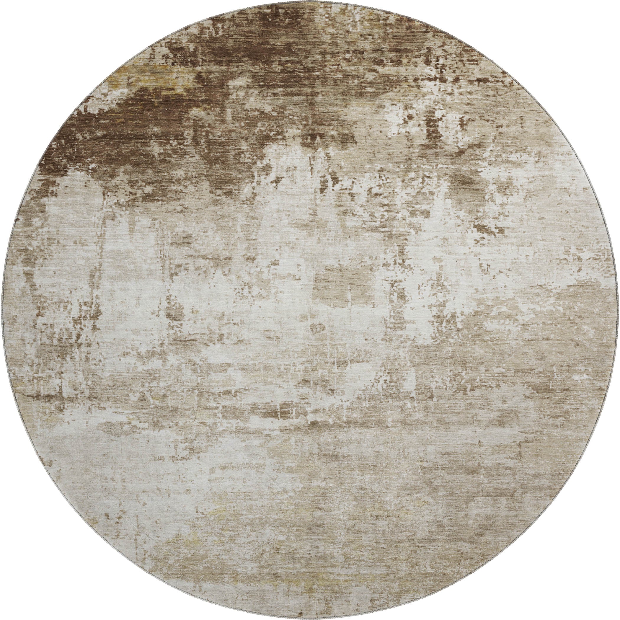 Athens Machine Washable Transitional Brown Rug 8' x 8' #shape_Round