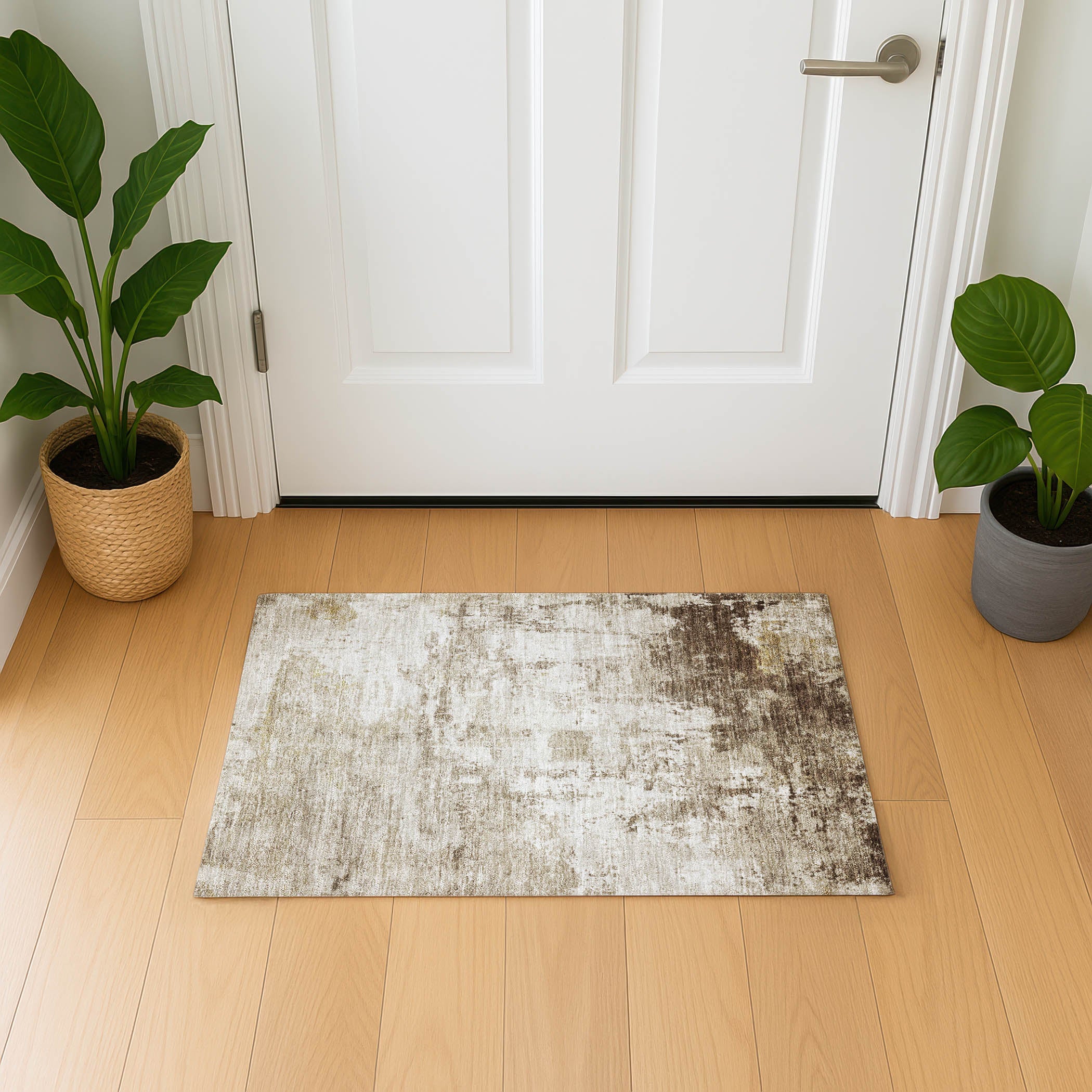 Athens Machine Washable Transitional Brown Rug 1'8" x 2'6" #shape_Rectangle
