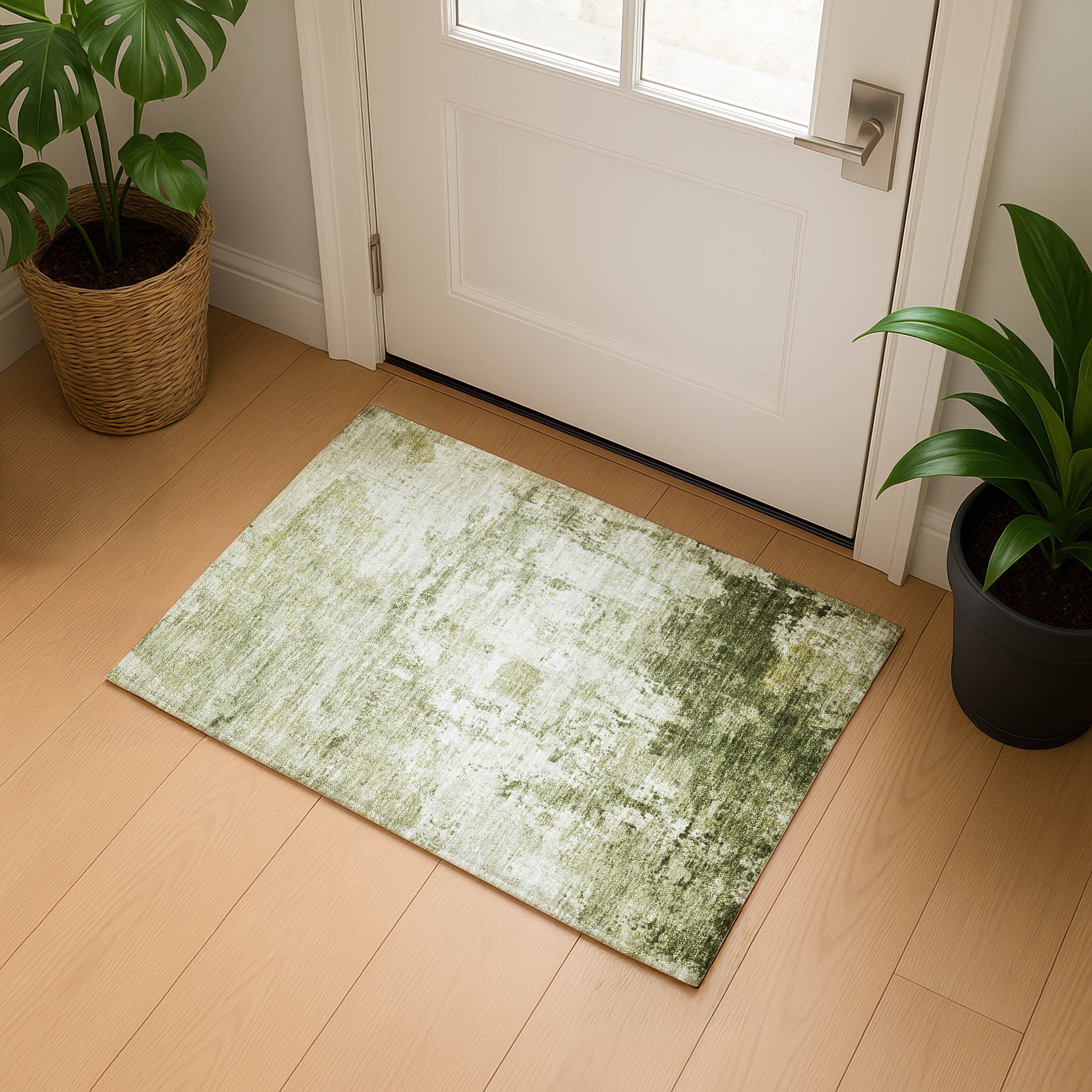 Athens Machine Washable Transitional Sage Green Rug 1'8" x 2'6" #shape_Rectangle