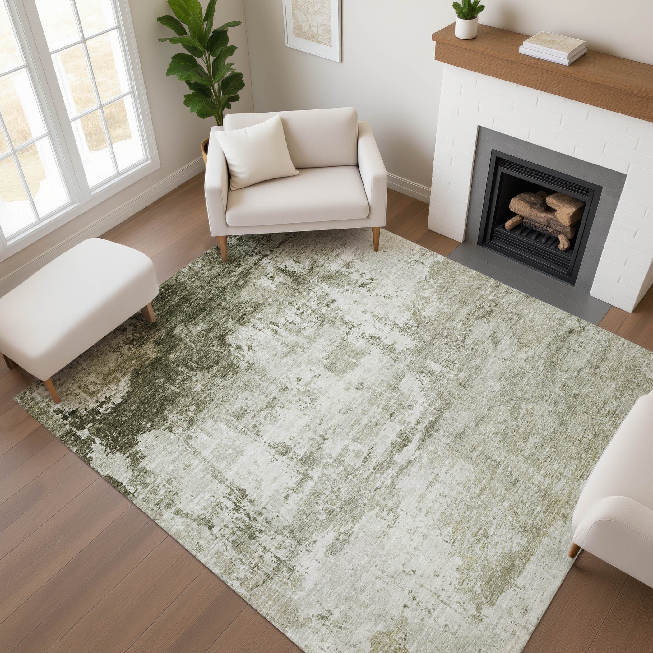 Athens Machine Washable Transitional Taupe Brown Rug 2'6" x 3'10" #shape_Rectangle
