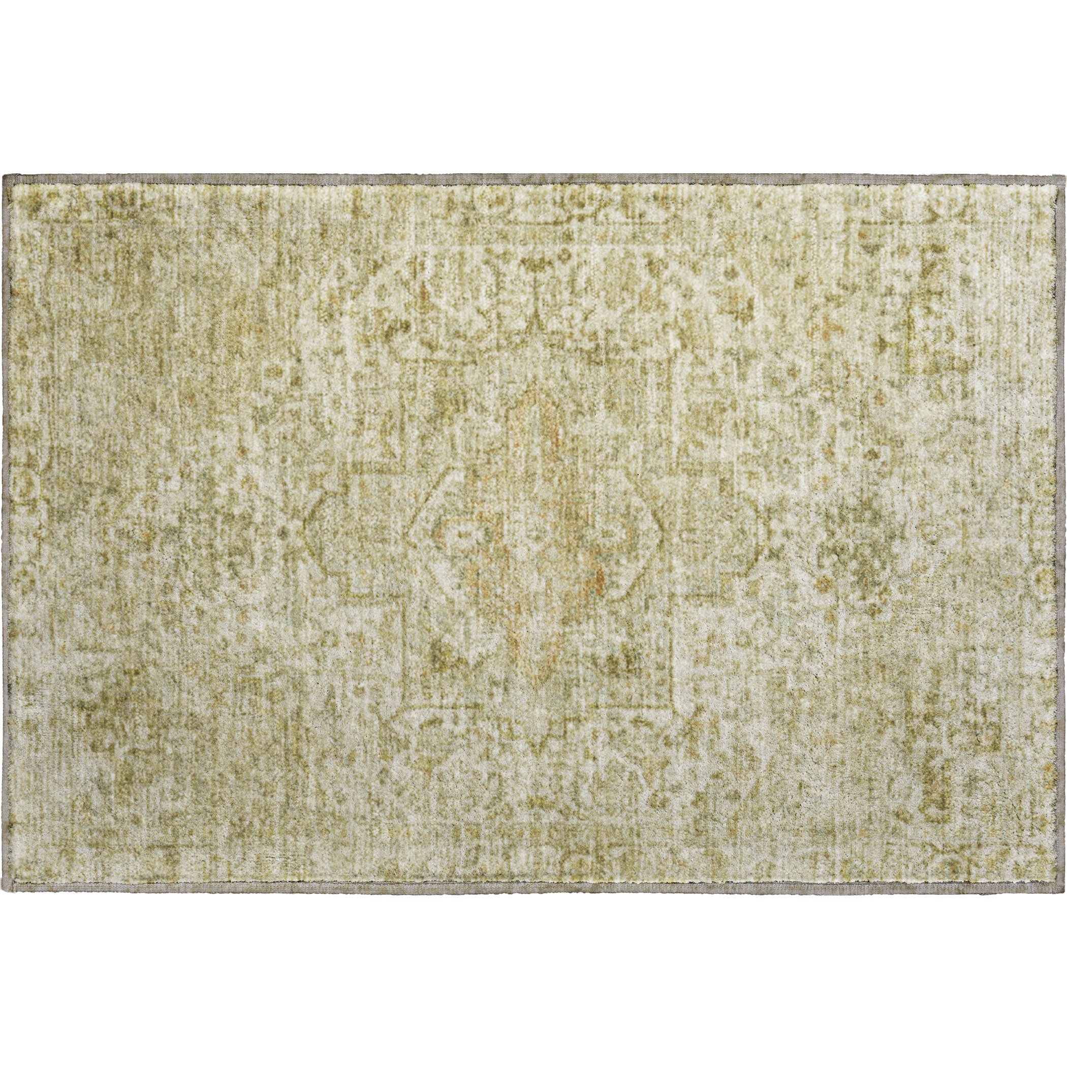 Split Machine Washable Traditional Beige Brown Rug 1'8" x 2'6" #shape_Rectangle