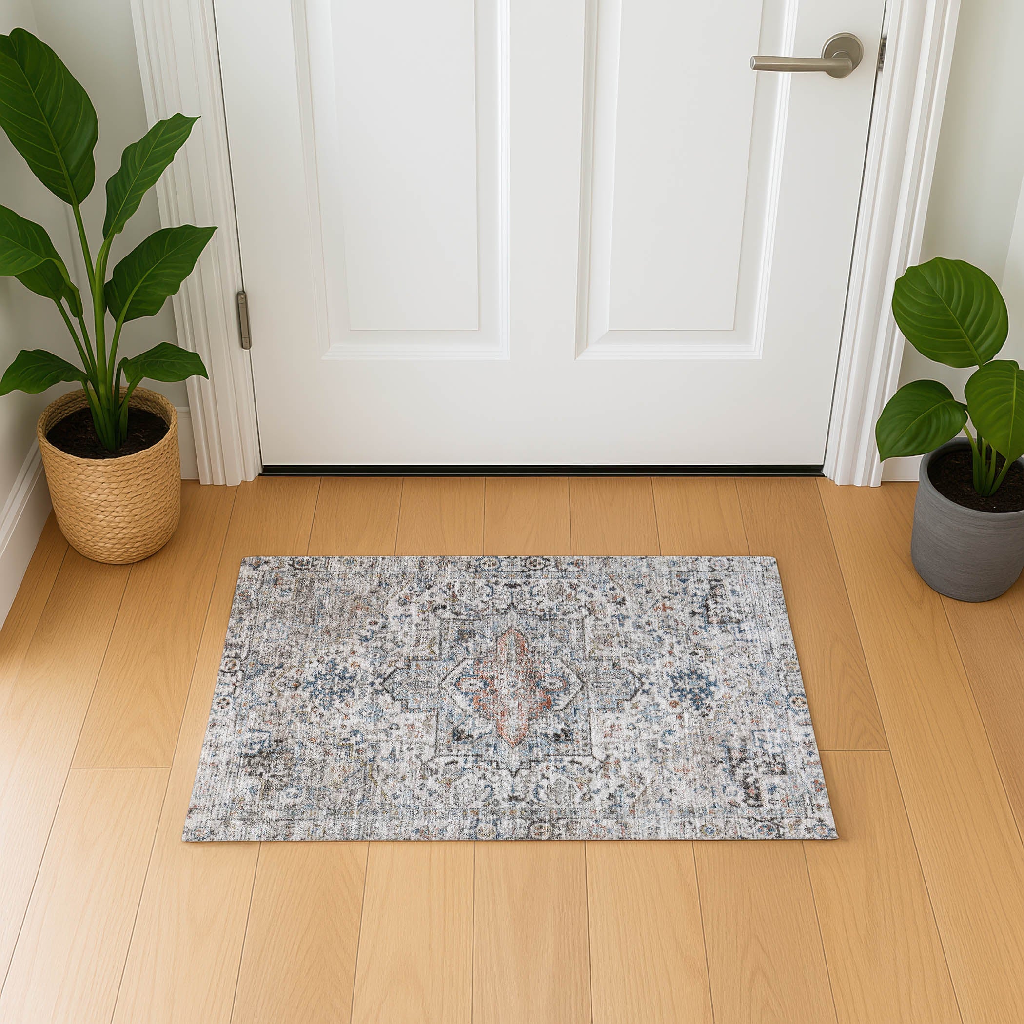 Split Machine Washable Traditional Ivory Rug 1'8" x 2'6" #shape_Rectangle