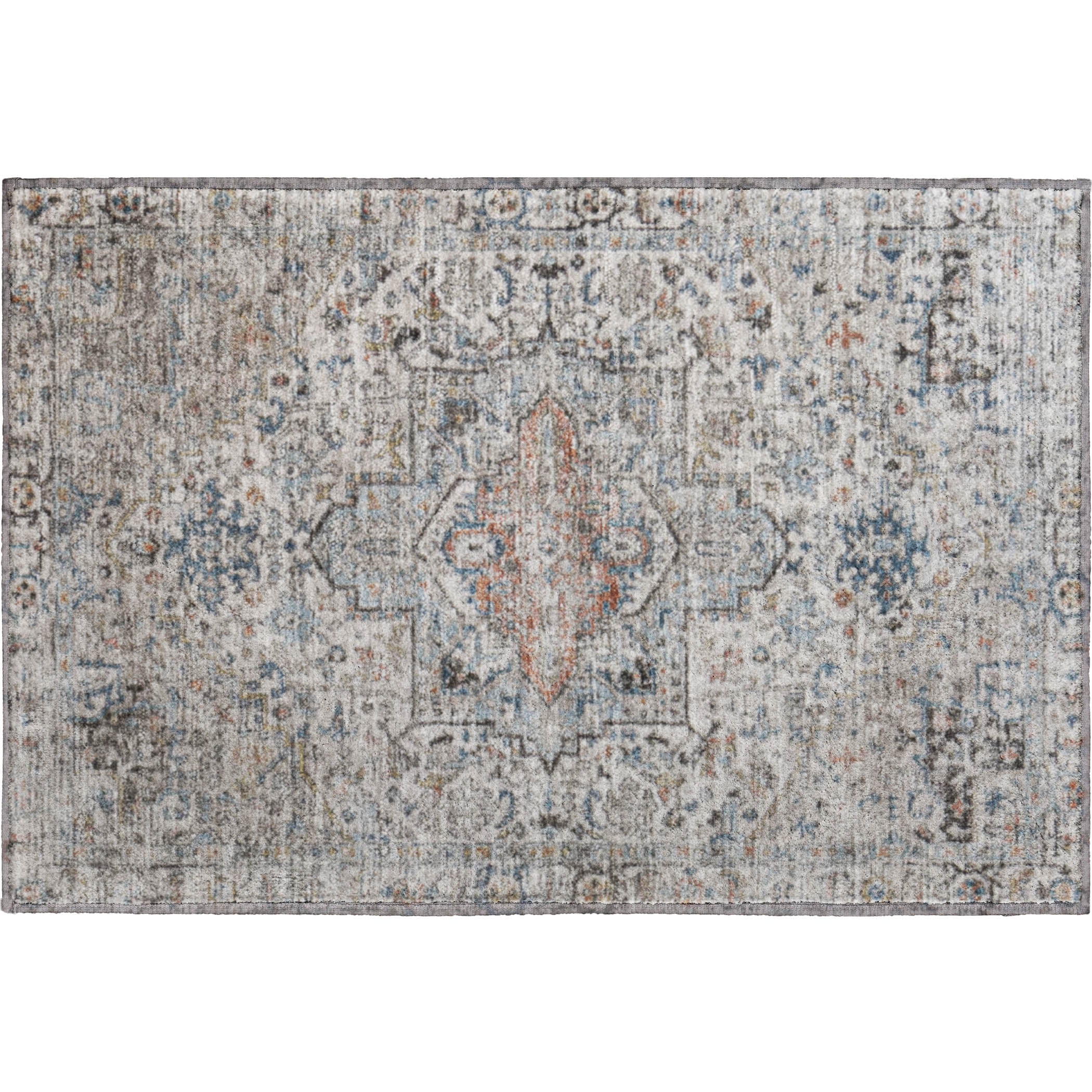 Split Machine Washable Traditional Ivory Rug 1'8" x 2'6" #shape_Rectangle