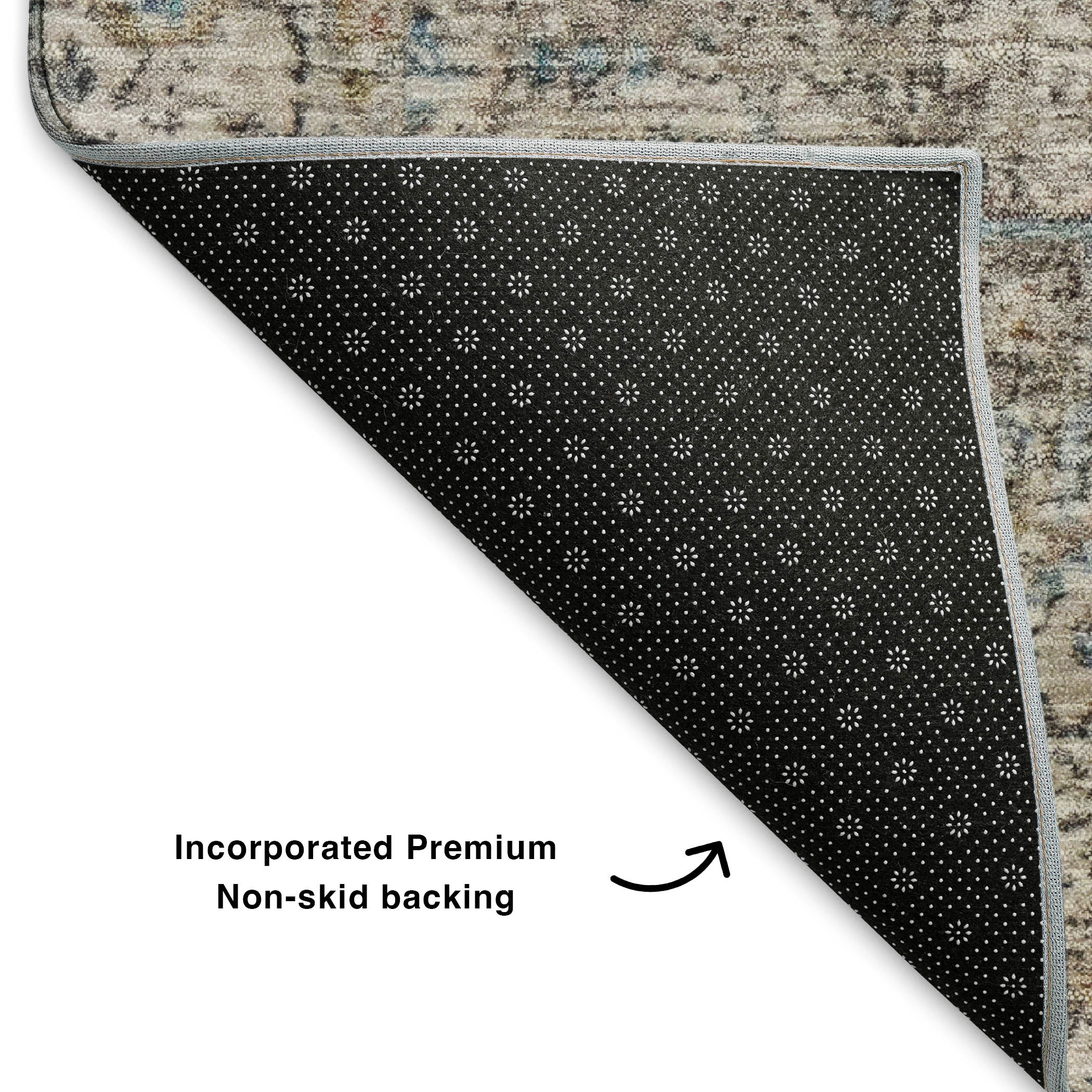 Split Machine Washable Traditional Ivory Rug 1'8" x 2'6" #shape_Rectangle