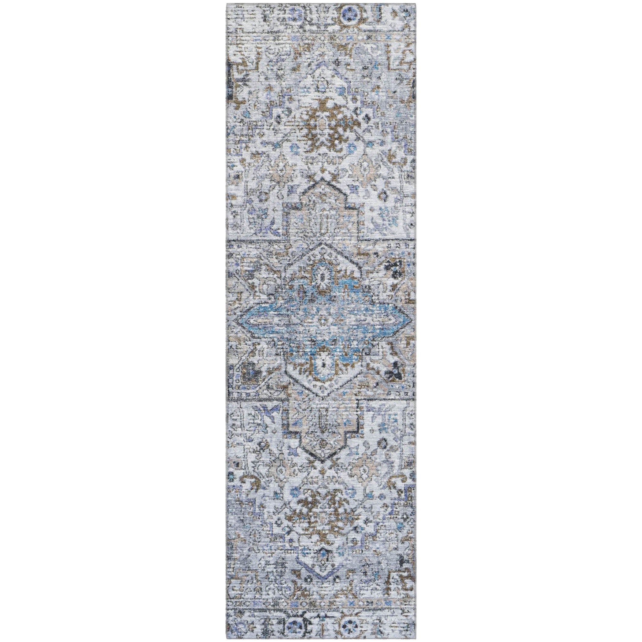 Split Machine Washable Traditional Linen Ivory Rug 2'3" x 7'6" #shape_Runner