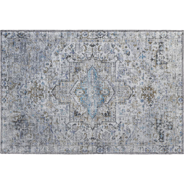 Split Machine Washable Traditional Linen Ivory Rug 1'8" x 2'6"
