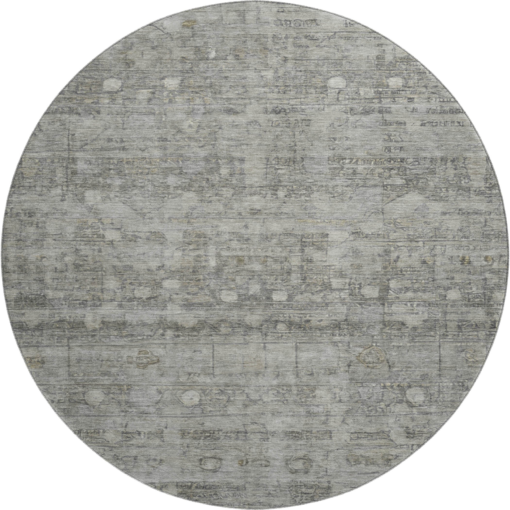 Ghent Machine Washable Transitional Pewter Gray Rug 8' x 8' #shape_Round