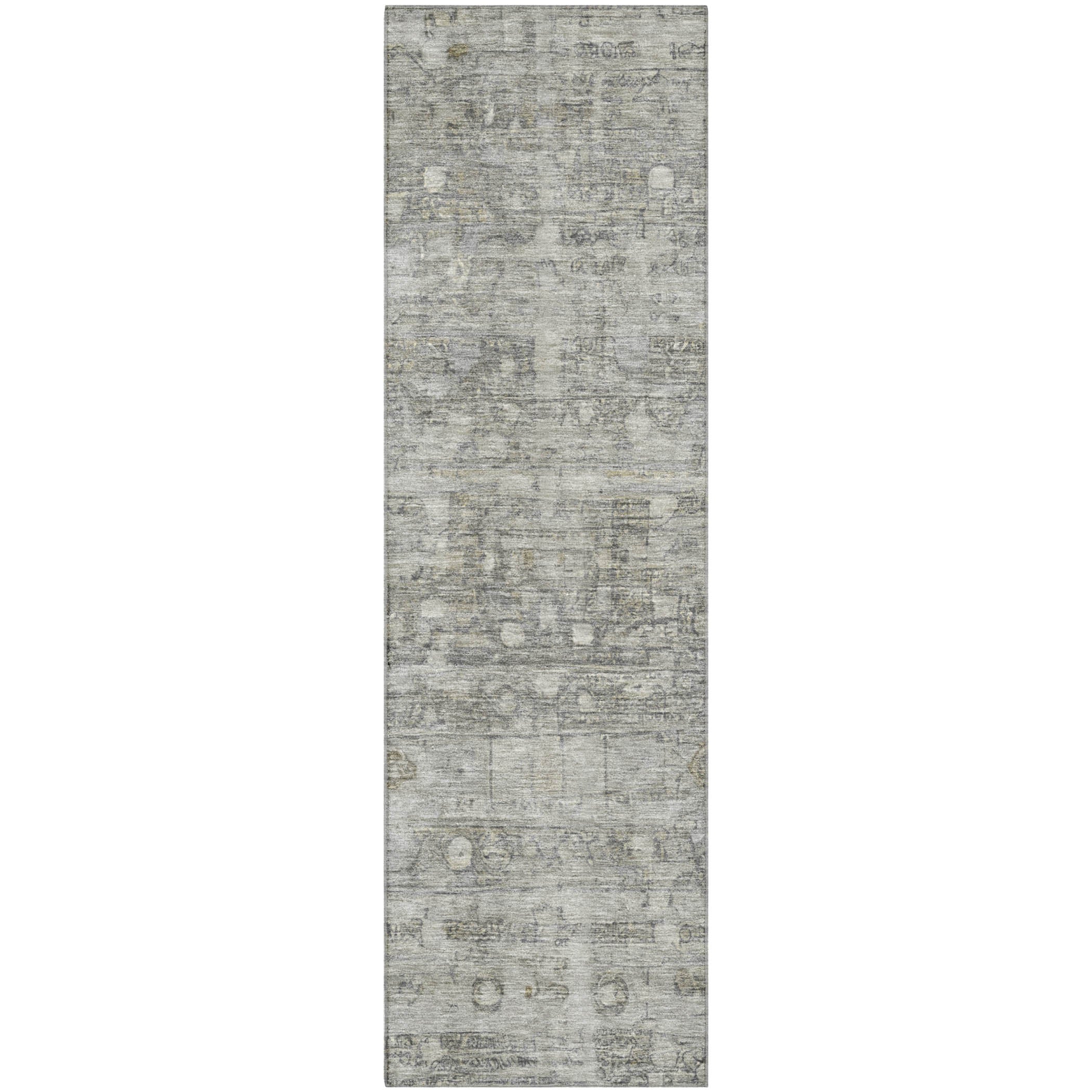 Ghent Machine Washable Transitional Pewter Gray Rug 2'3" x 7'6" #shape_Runner