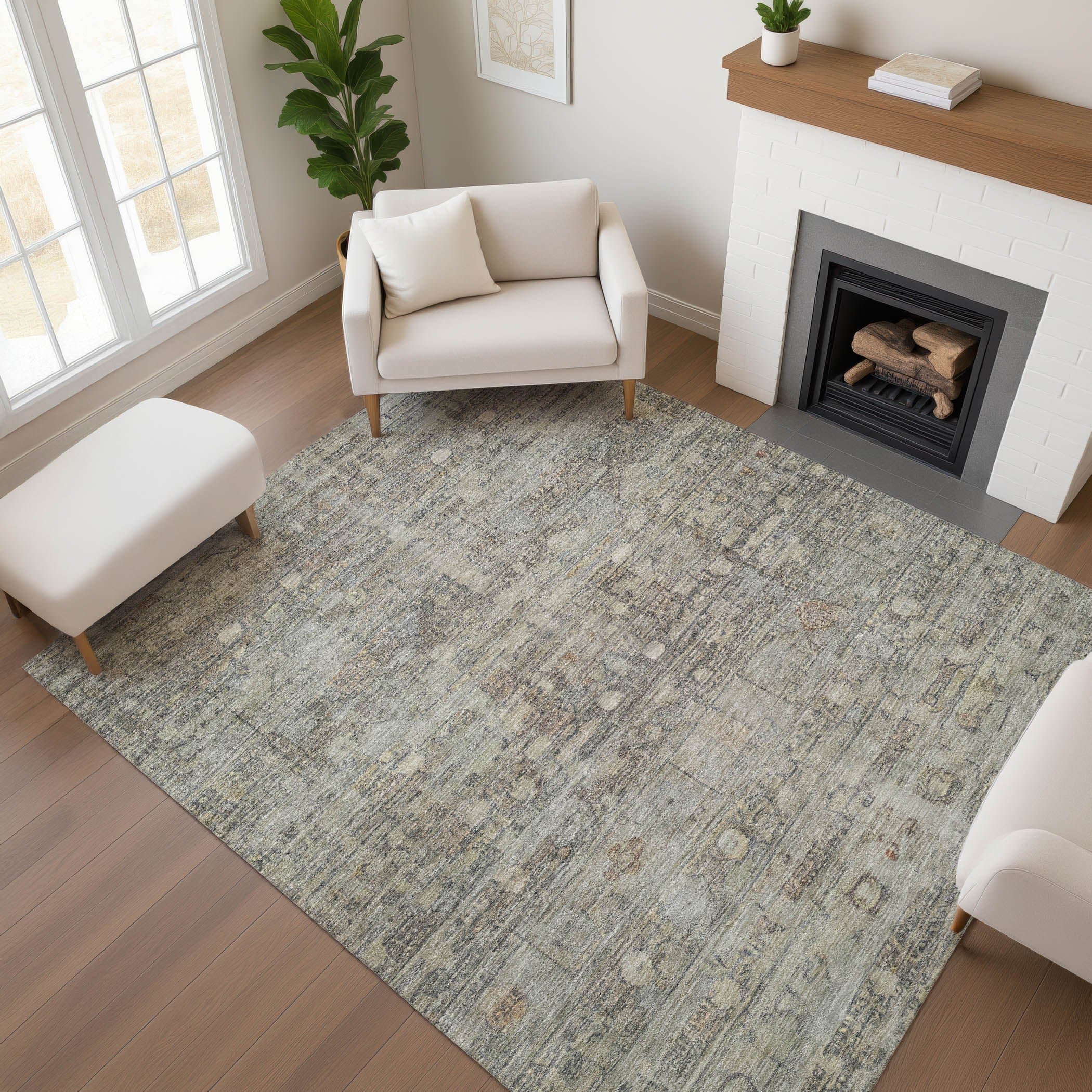 Ghent Machine Washable Transitional Taupe Brown Rug 2'6" x 3'10" #shape_Rectangle