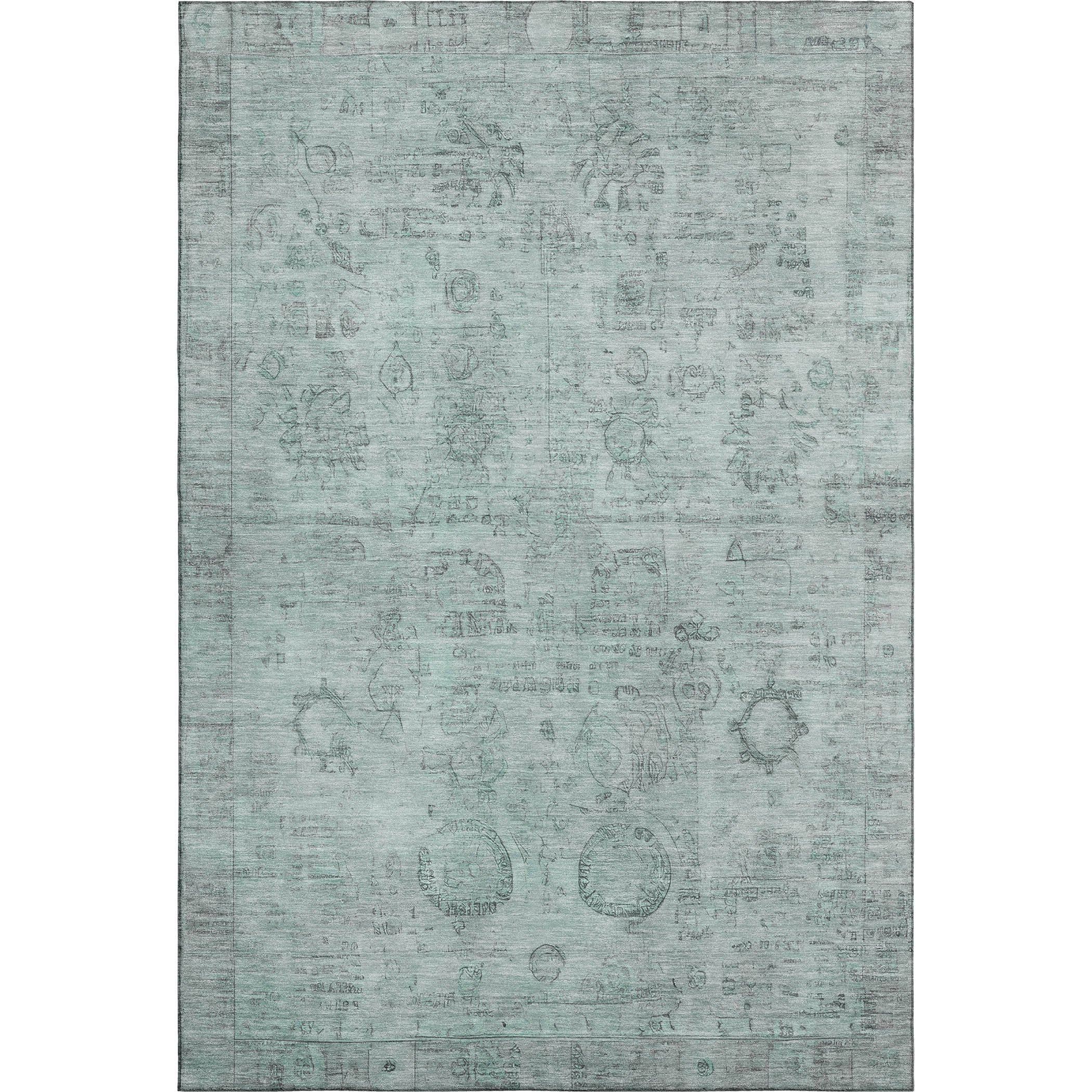 Santorini Machine Washable Transitional Aqua Teal Rug 2'6" x 3'10" #shape_Rectangle