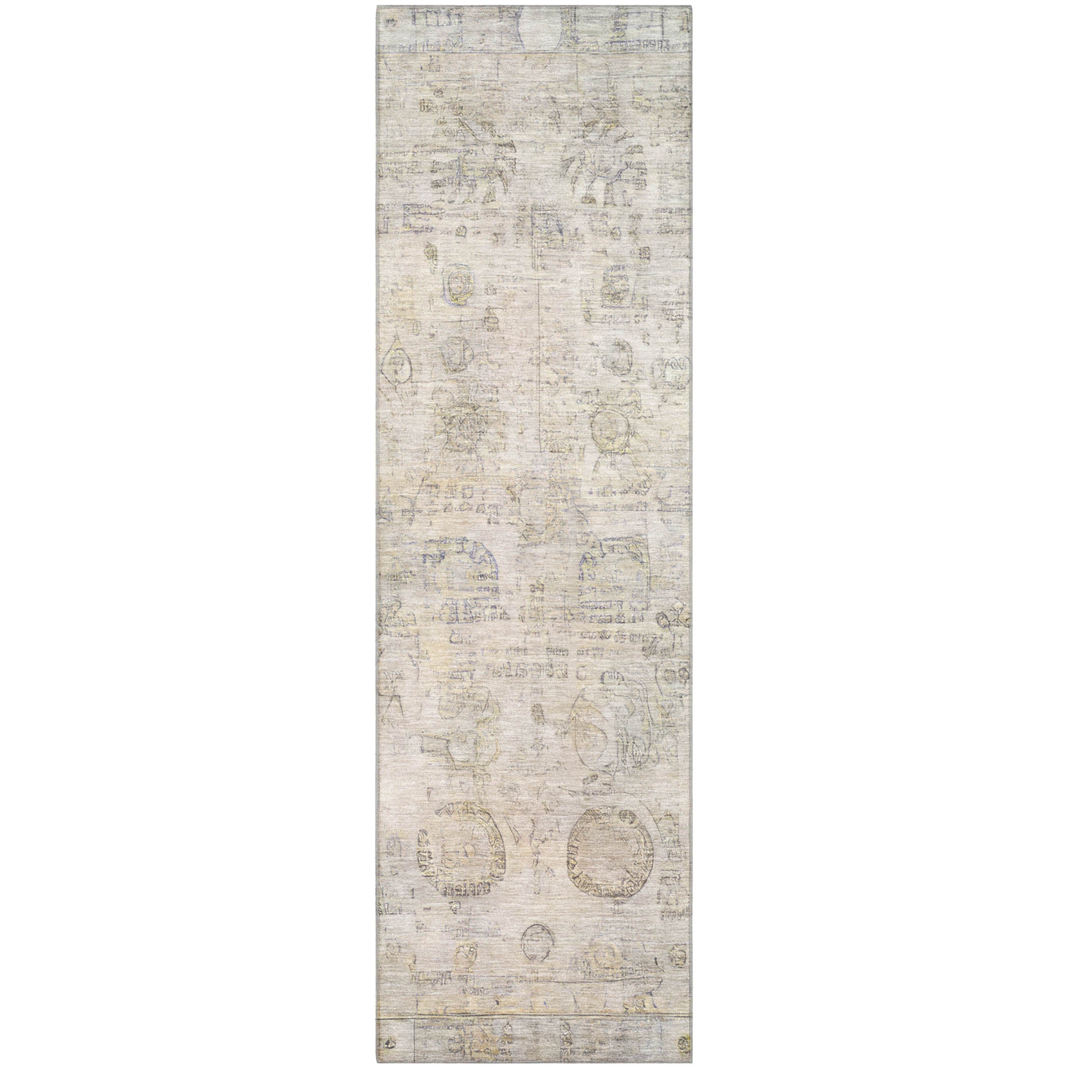Santorini Machine Washable Transitional Linen Ivory Rug 2'3" x 7'6" #shape_Runner