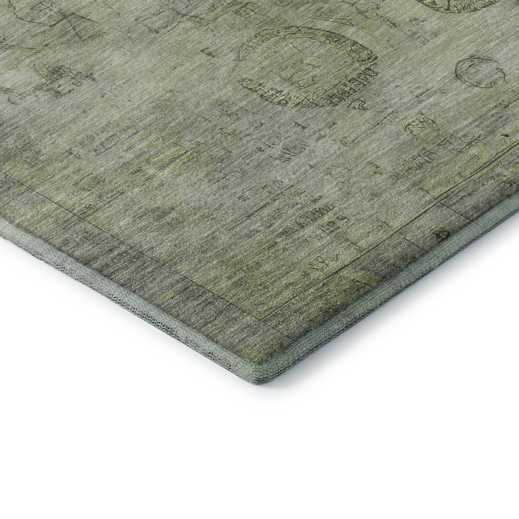 Santorini Machine Washable Transitional Sage Green Rug 1'8" x 2'6" #shape_Rectangle