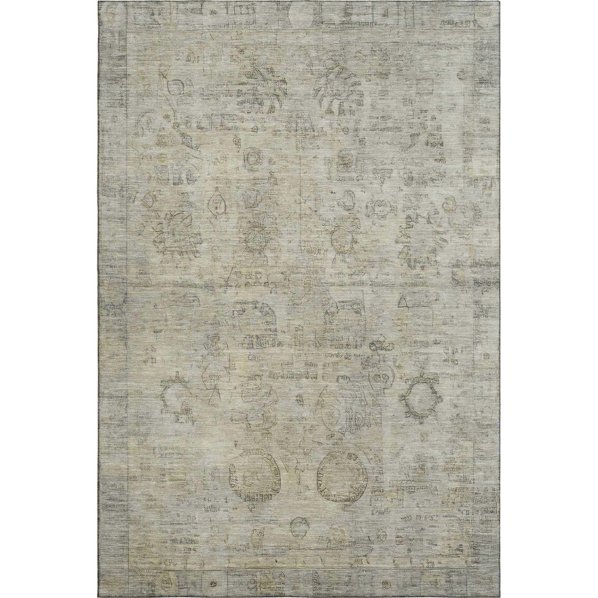 Santorini Machine Washable Transitional Taupe Brown Rug 2'6" x 3'10" #shape_Rectangle