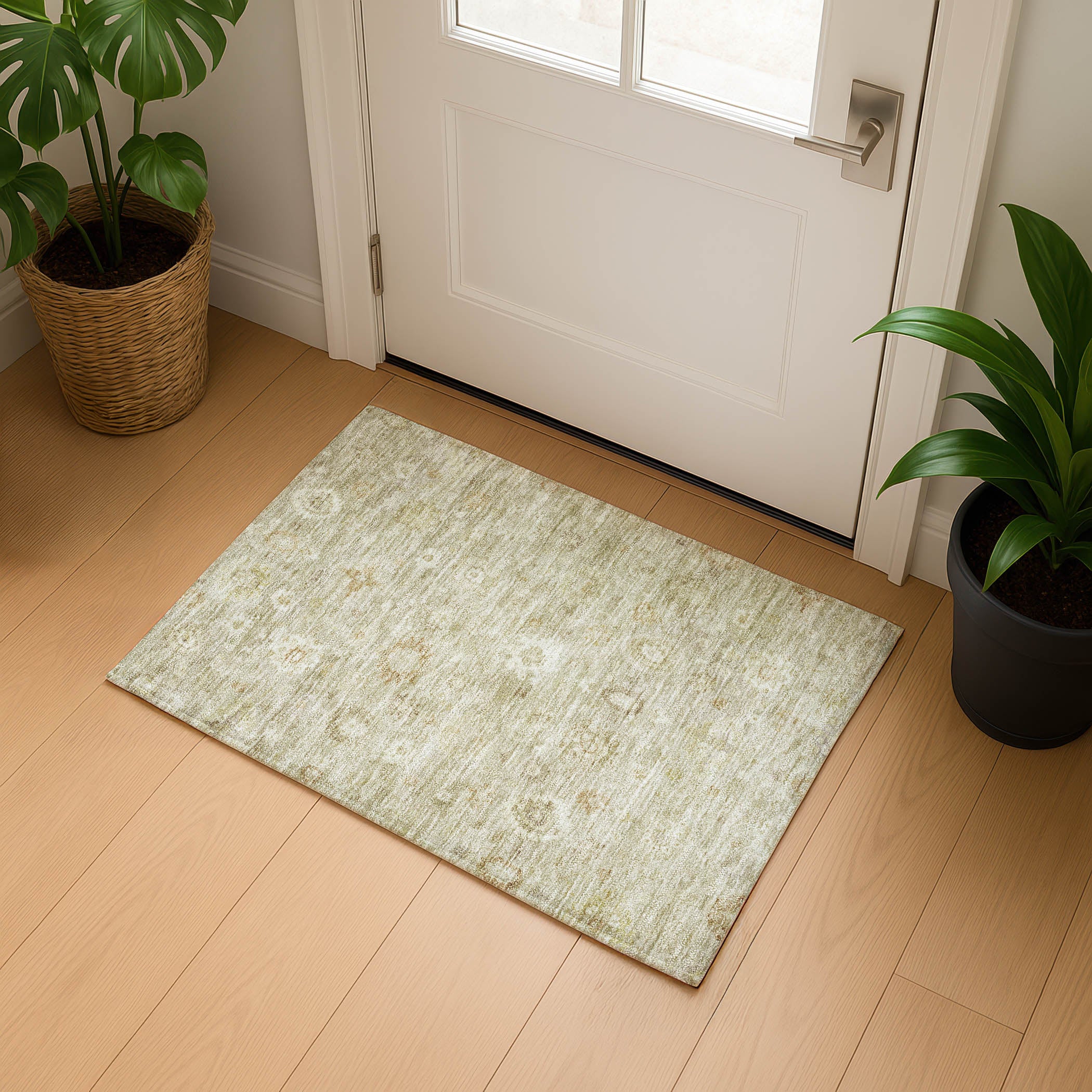 Ghent Machine Washable Transitional Beige Brown Rug 1'8" x 2'6" #shape_Rectangle