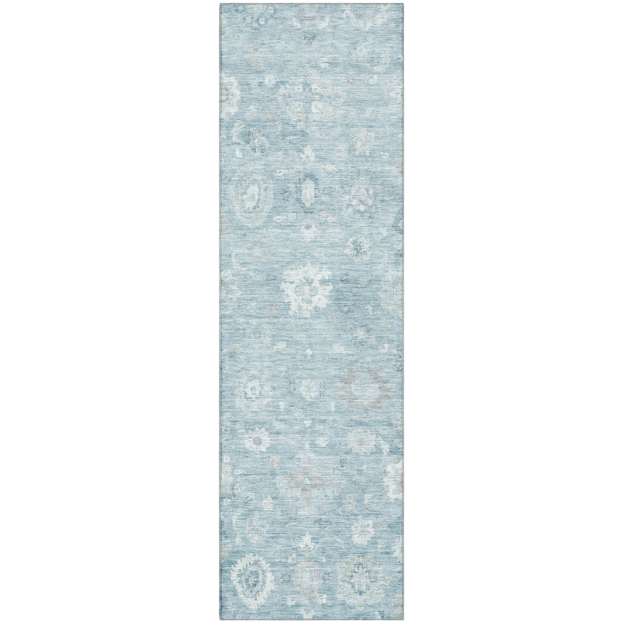 Ghent Machine Washable Transitional Blue Rug 2'3" x 7'6" #shape_Runner