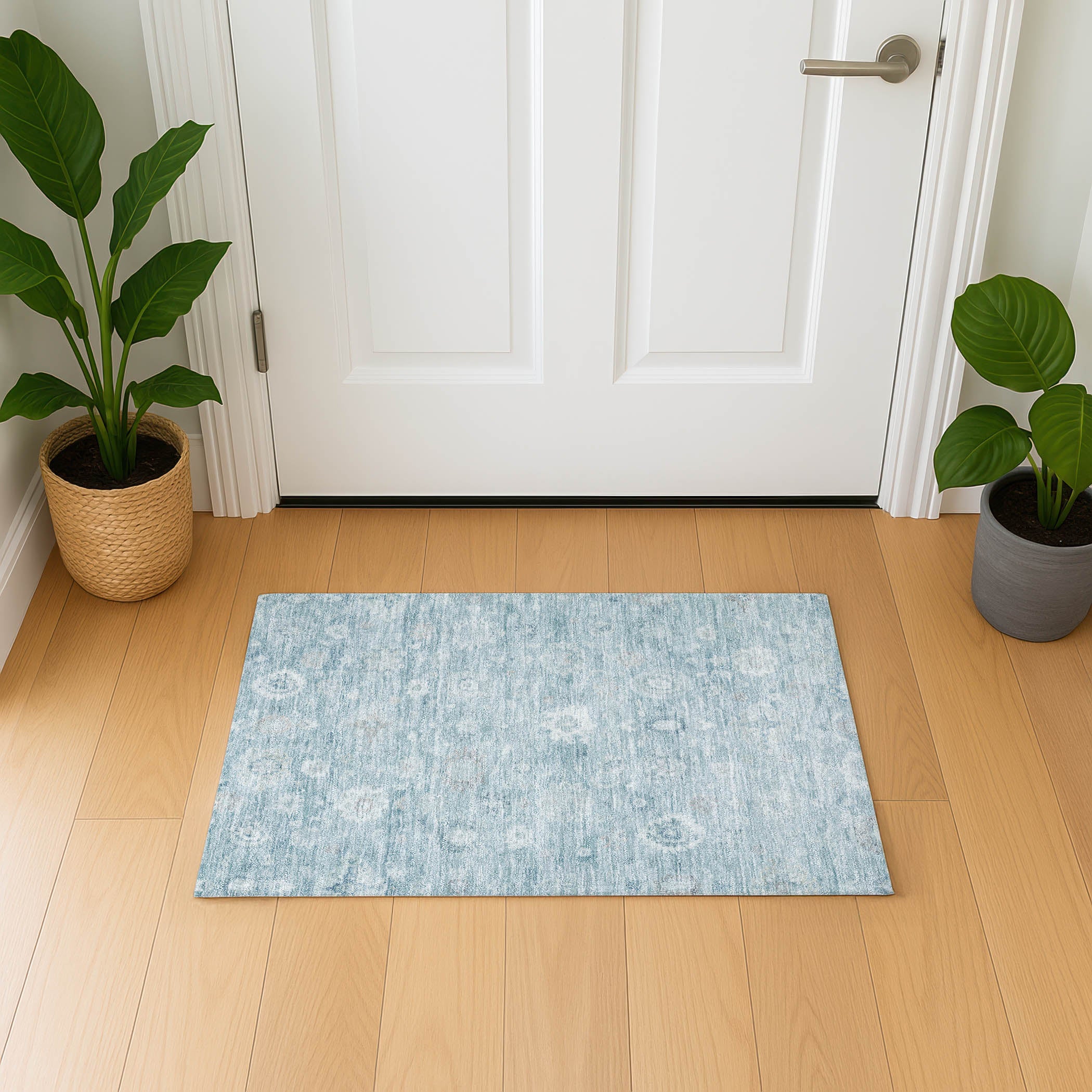 Ghent Machine Washable Transitional Blue Rug 1'8" x 2'6" #shape_Rectangle