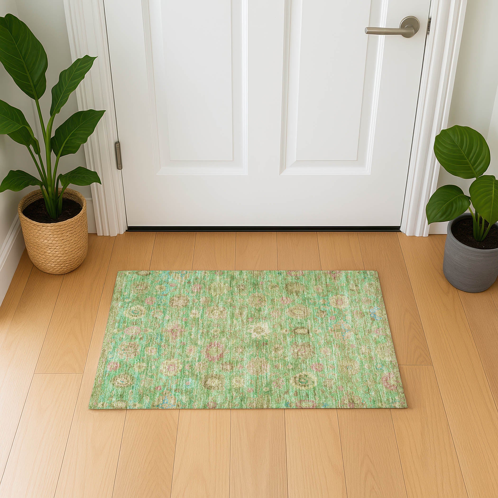 Ghent Machine Washable Transitional Lime Green Rug 1'8" x 2'6" #shape_Rectangle