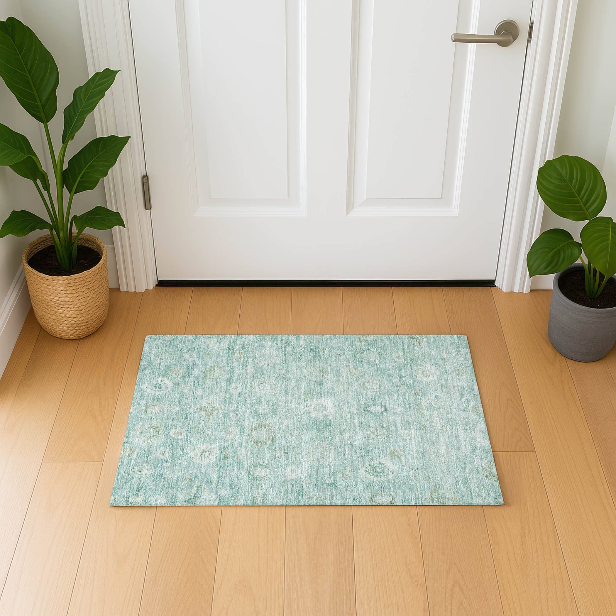 Ghent Machine Washable Transitional Teal Rug 1'8" x 2'6" #shape_Rectangle