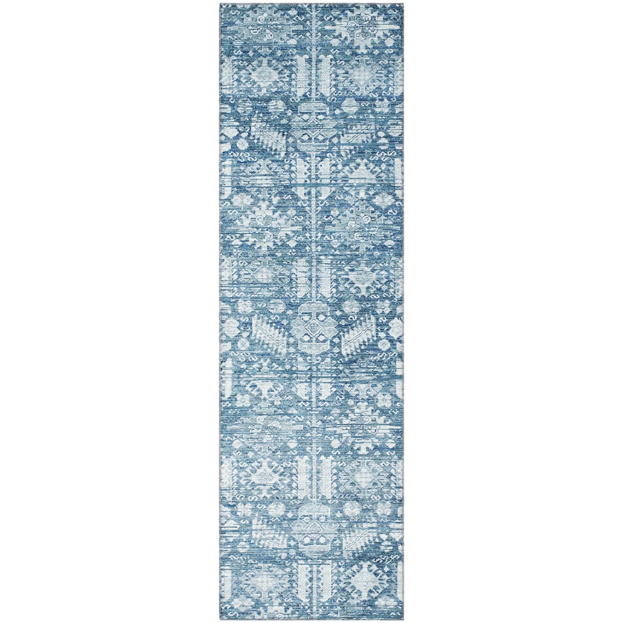 Bern Machine Washable Transitional Denim Blue Rug 2'3" x 7'6" #shape_Runner