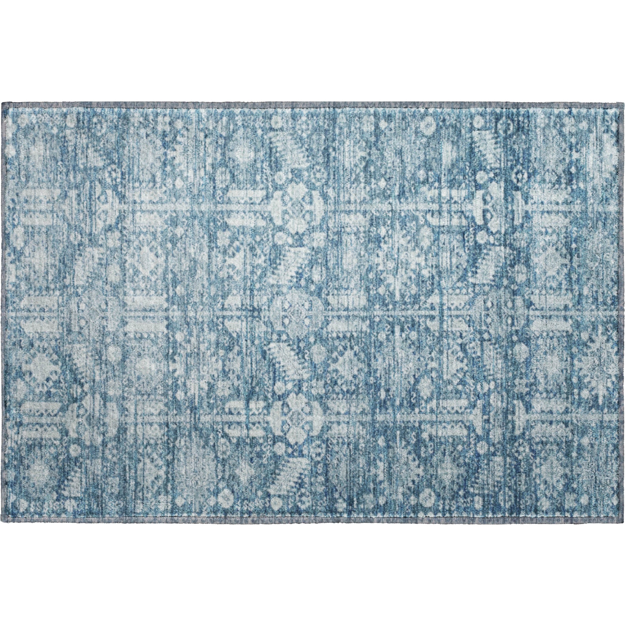 Bern Machine Washable Transitional Denim Blue Rug 1'8" x 2'6" #shape_Rectangle