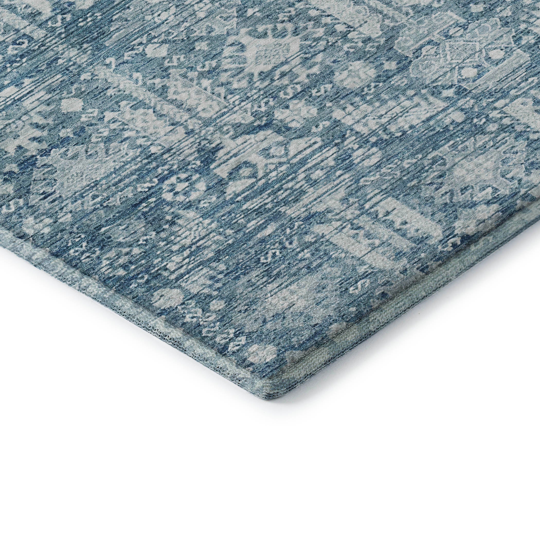 Bern Machine Washable Transitional Denim Blue Rug 1'8" x 2'6" #shape_Rectangle