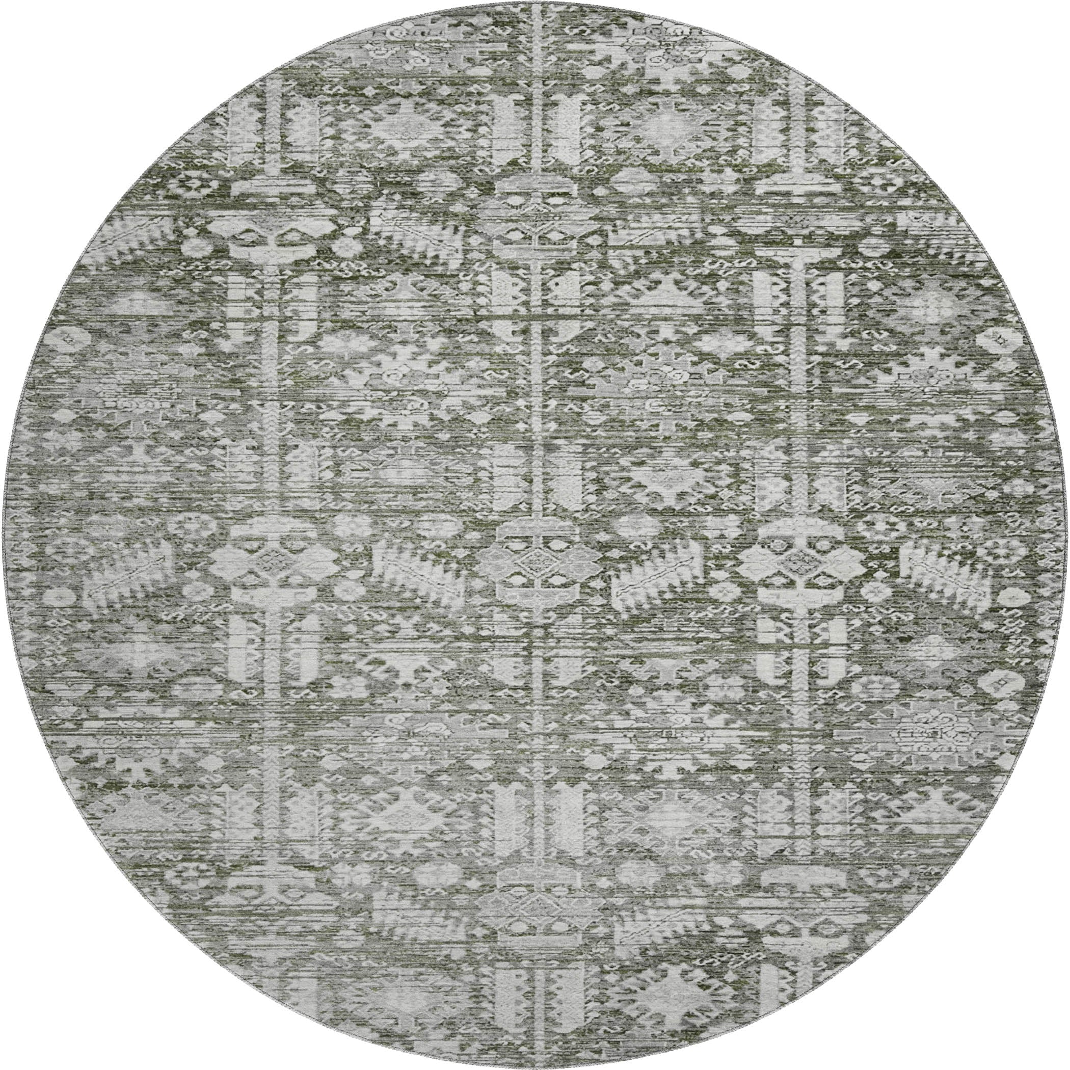 Bern Machine Washable Transitional Pewter Gray Rug 8' x 8' #shape_Round