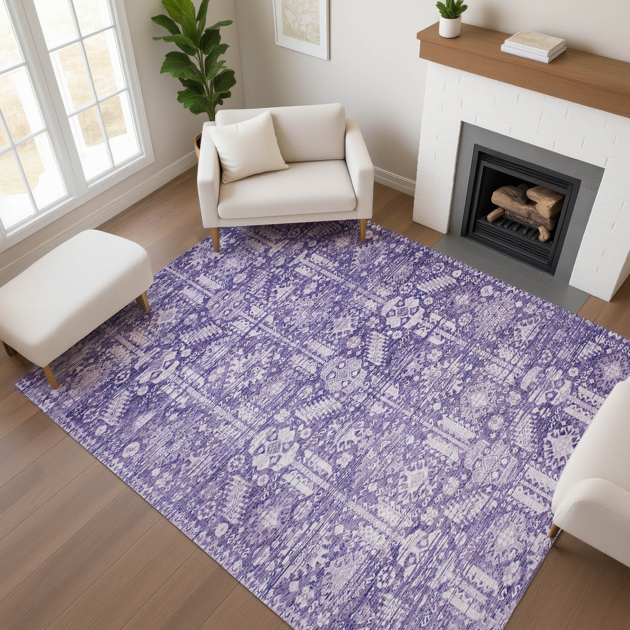 Bern Machine Washable Transitional Purple Rug 2'6" x 3'10" #shape_Rectangle
