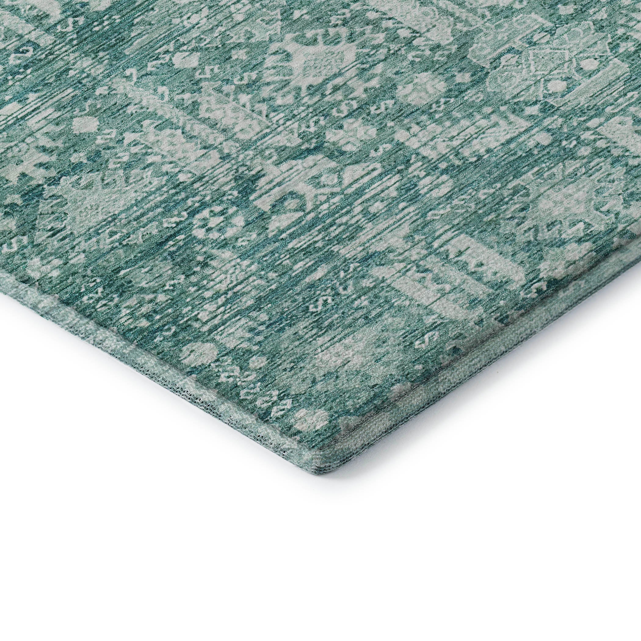 Bern Machine Washable Transitional Teal Rug 1'8" x 2'6" #shape_Rectangle