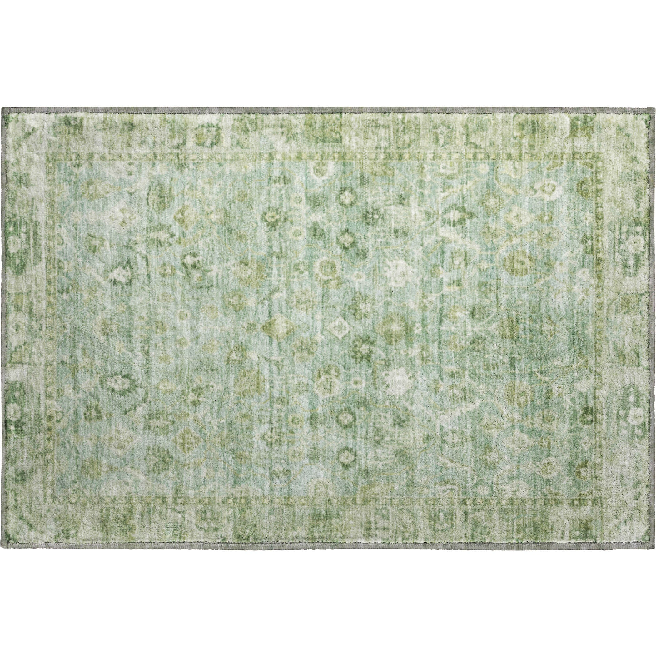 Cairo Machine Washable Traditional Aloe Green Rug 1'8" x 2'6" #shape_Rectangle