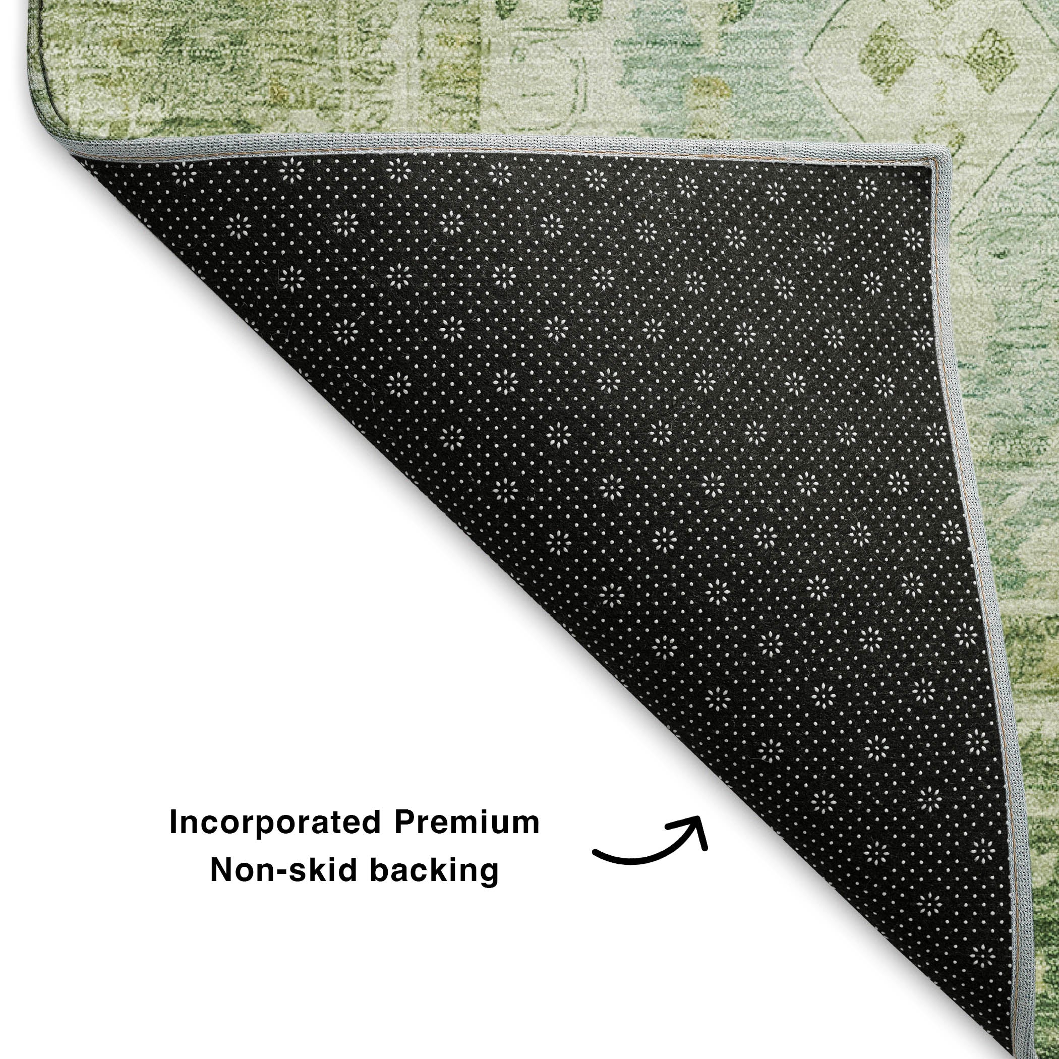 Cairo Machine Washable Traditional Aloe Green Rug 1'8" x 2'6" #shape_Rectangle