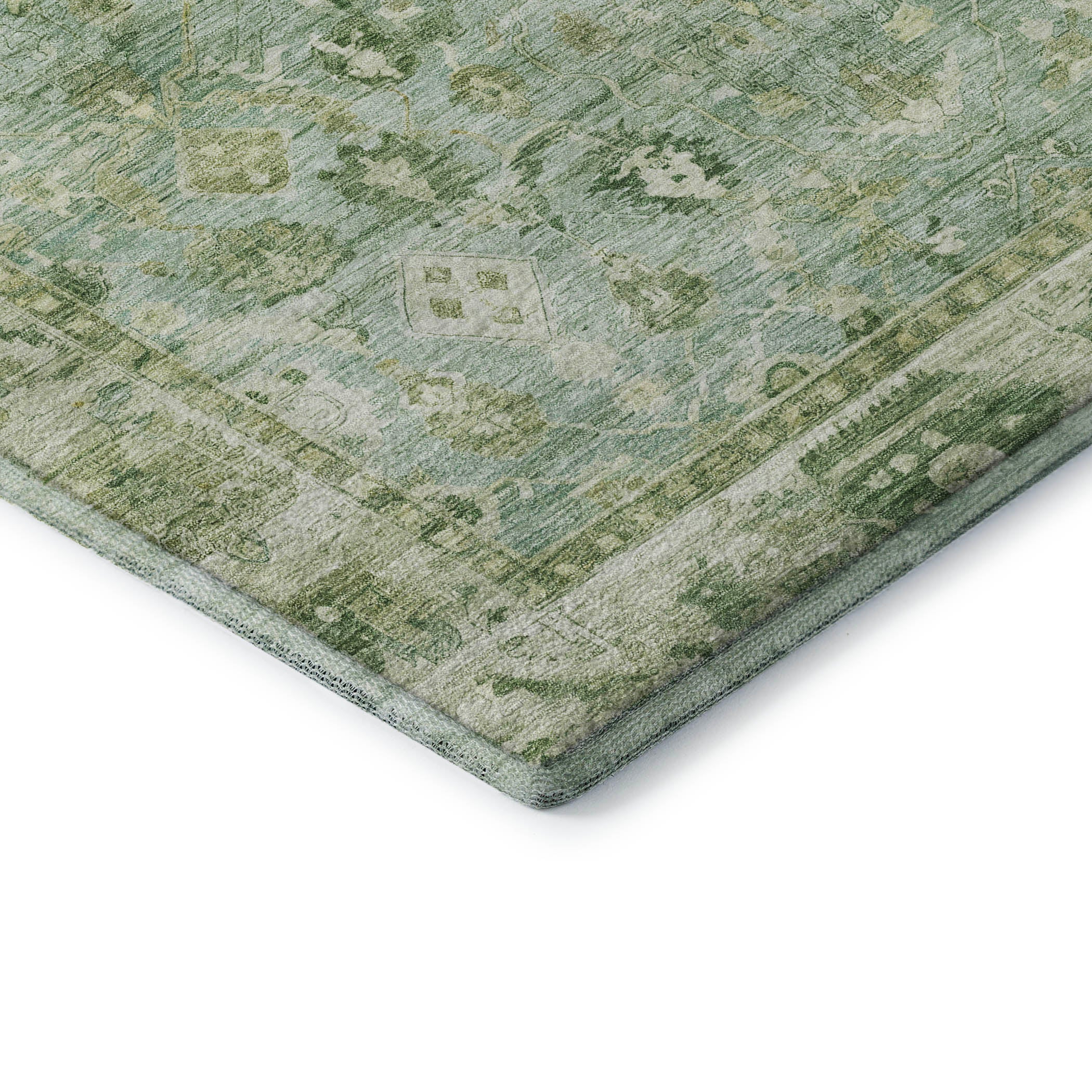 Cairo Machine Washable Traditional Aloe Green Rug 1'8" x 2'6" #shape_Rectangle