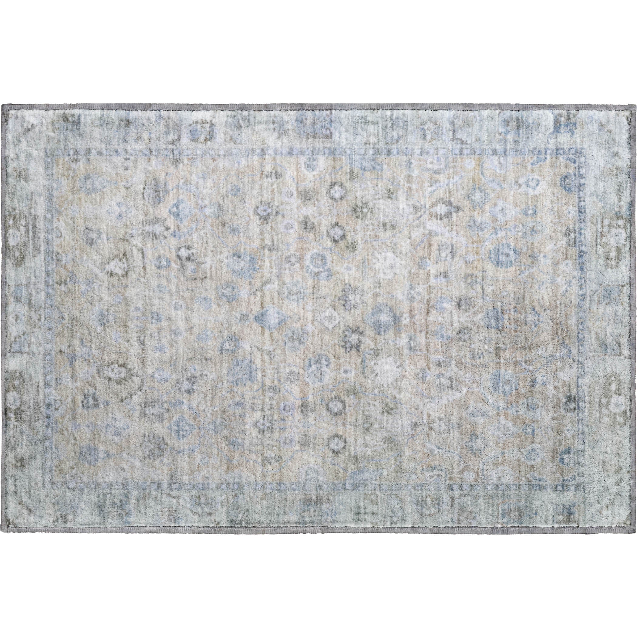 Cairo Machine Washable Traditional Beige Brown Rug 1'8" x 2'6" #shape_Rectangle