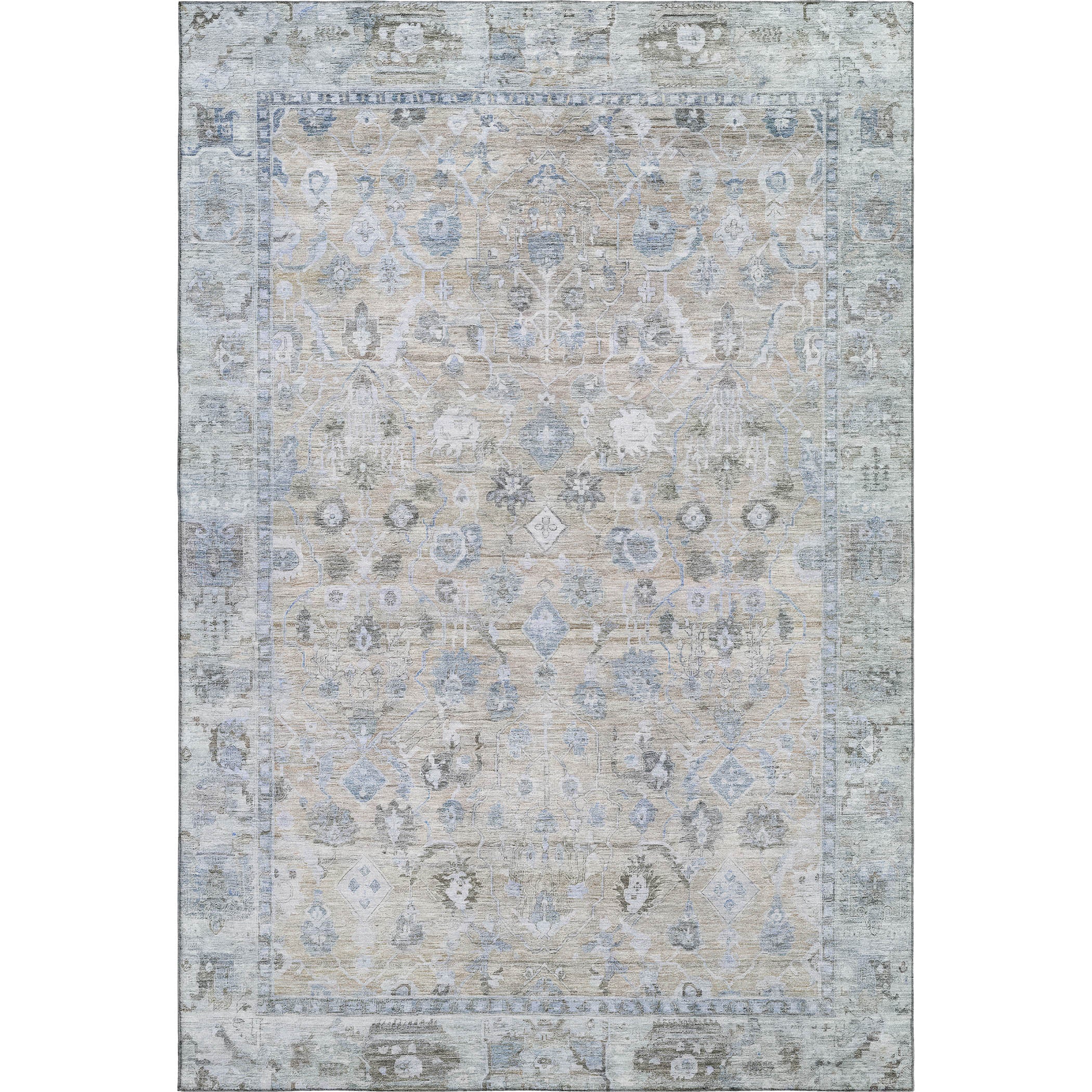 Cairo Machine Washable Traditional Beige Brown Rug 2'6" x 3'10" #shape_Rectangle