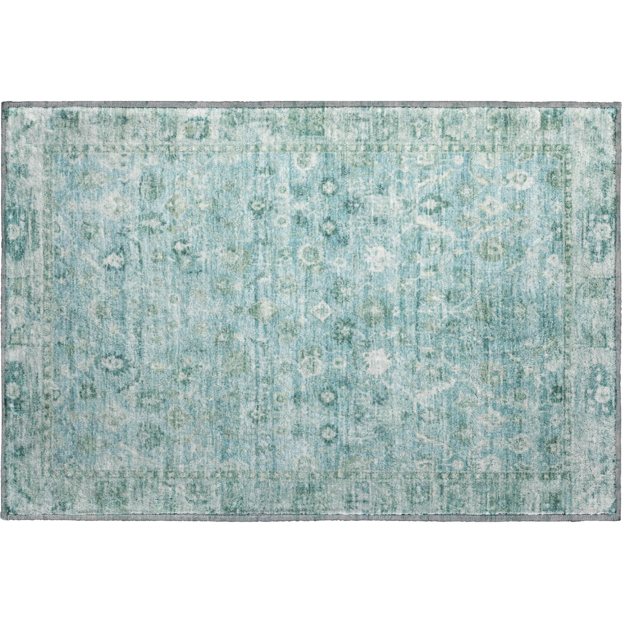 Cairo Machine Washable Traditional Blue Rug 1'8" x 2'6" #shape_Rectangle