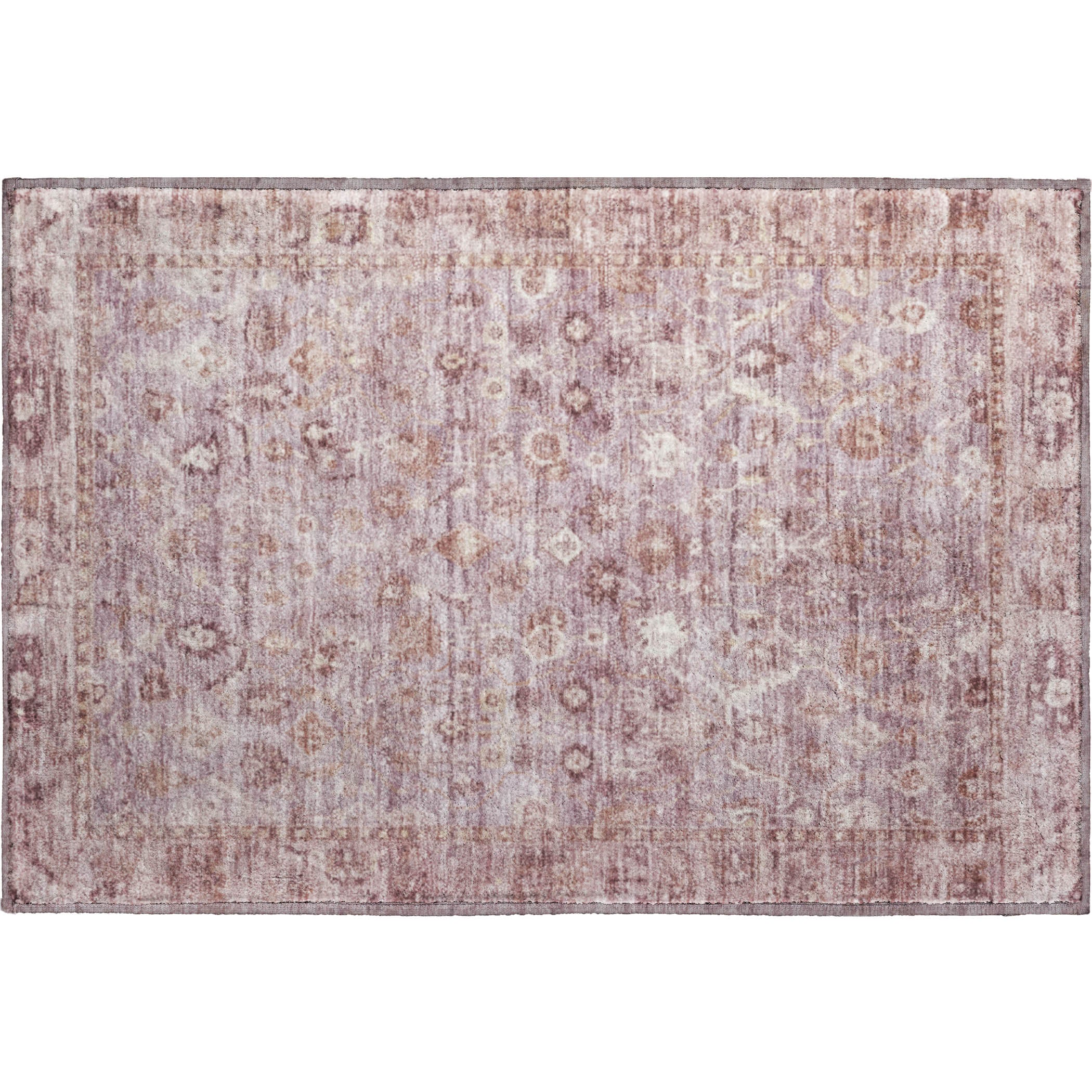 Cairo Machine Washable Traditional Blush Pink Rug 1'8" x 2'6" #shape_Rectangle