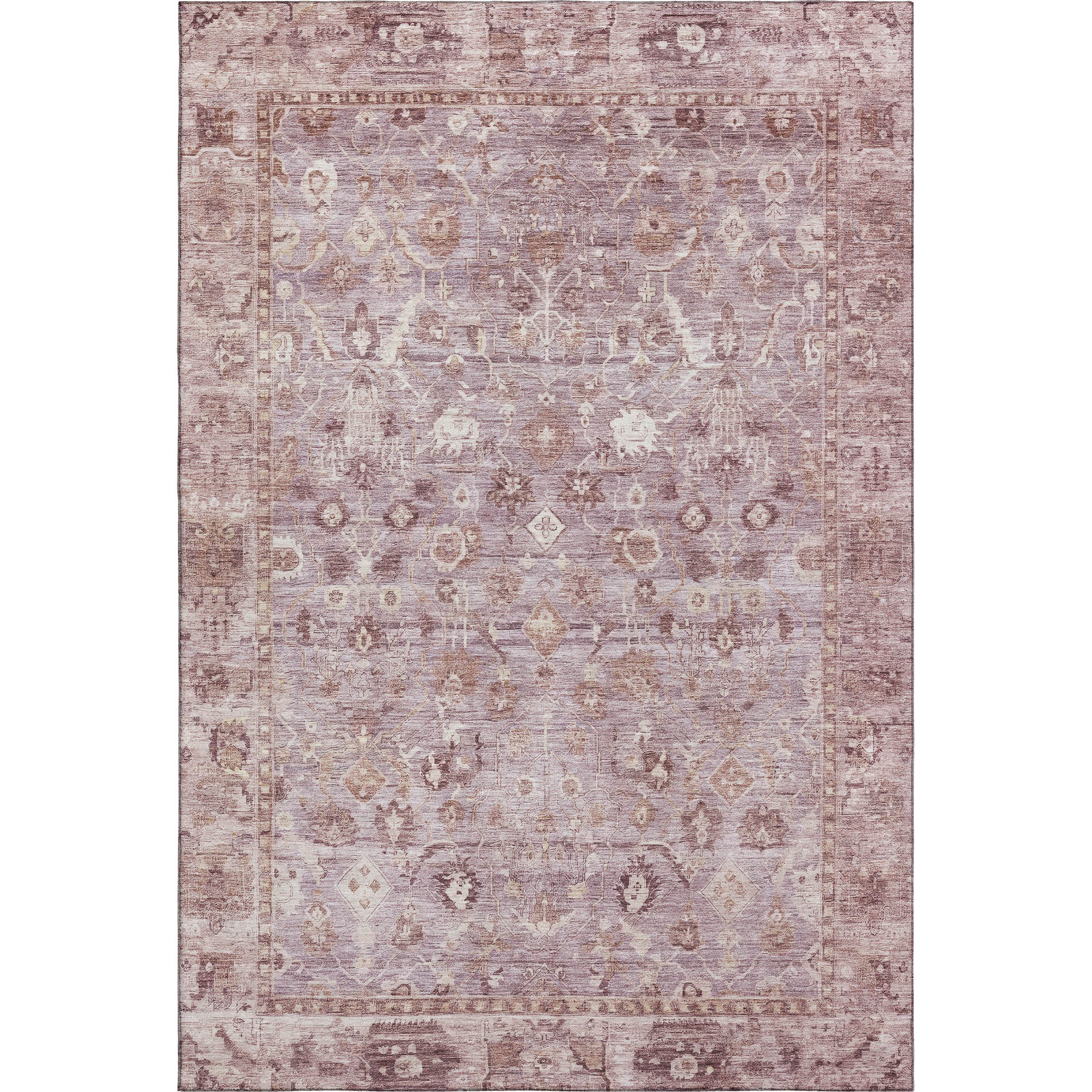 Cairo Machine Washable Traditional Blush Pink Rug 2'6" x 3'10" #shape_Rectangle