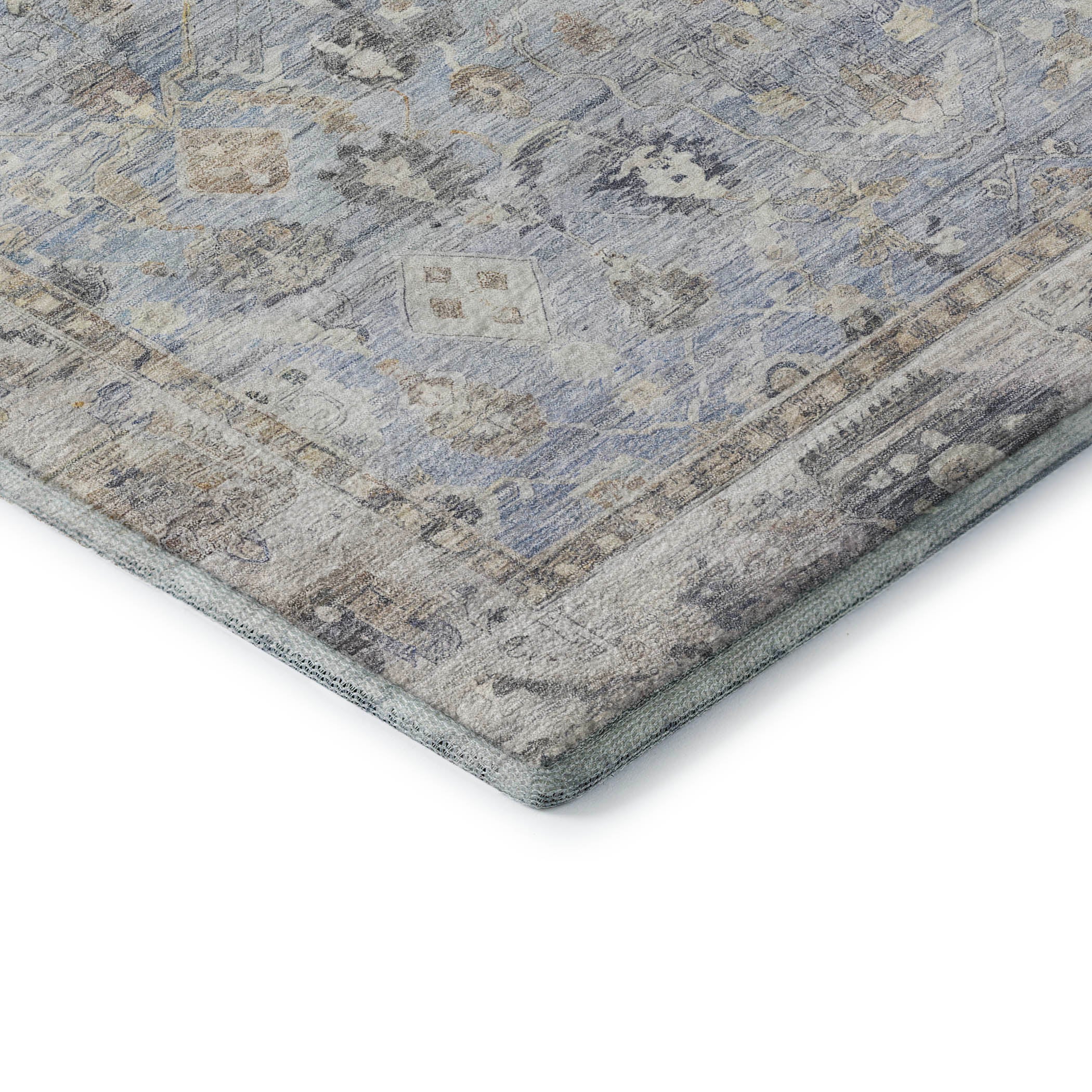 Cairo Machine Washable Traditional Sky Blue Rug 1'8" x 2'6" #shape_Rectangle