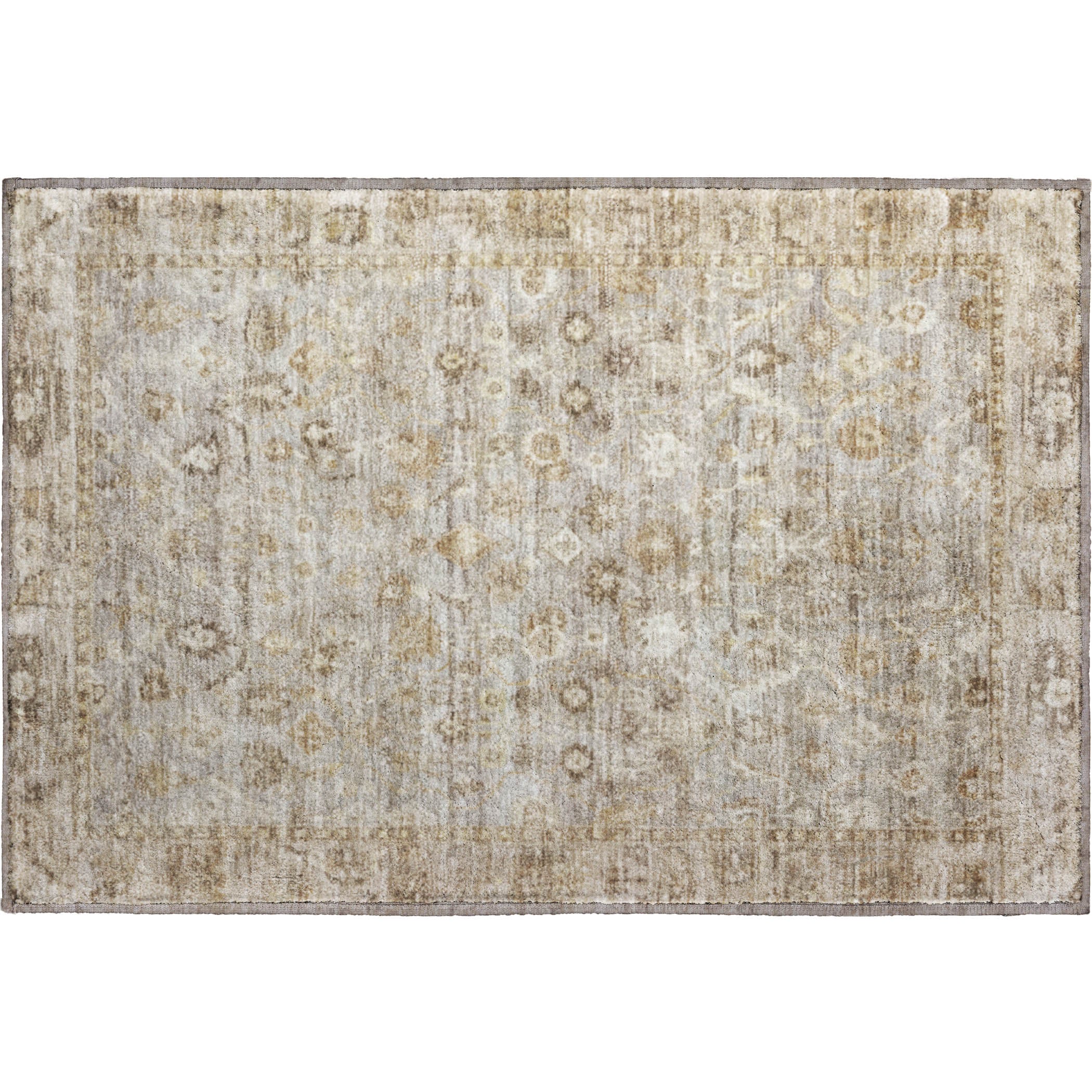 Cairo Machine Washable Traditional Taupe Brown Rug 1'8" x 2'6" #shape_Rectangle
