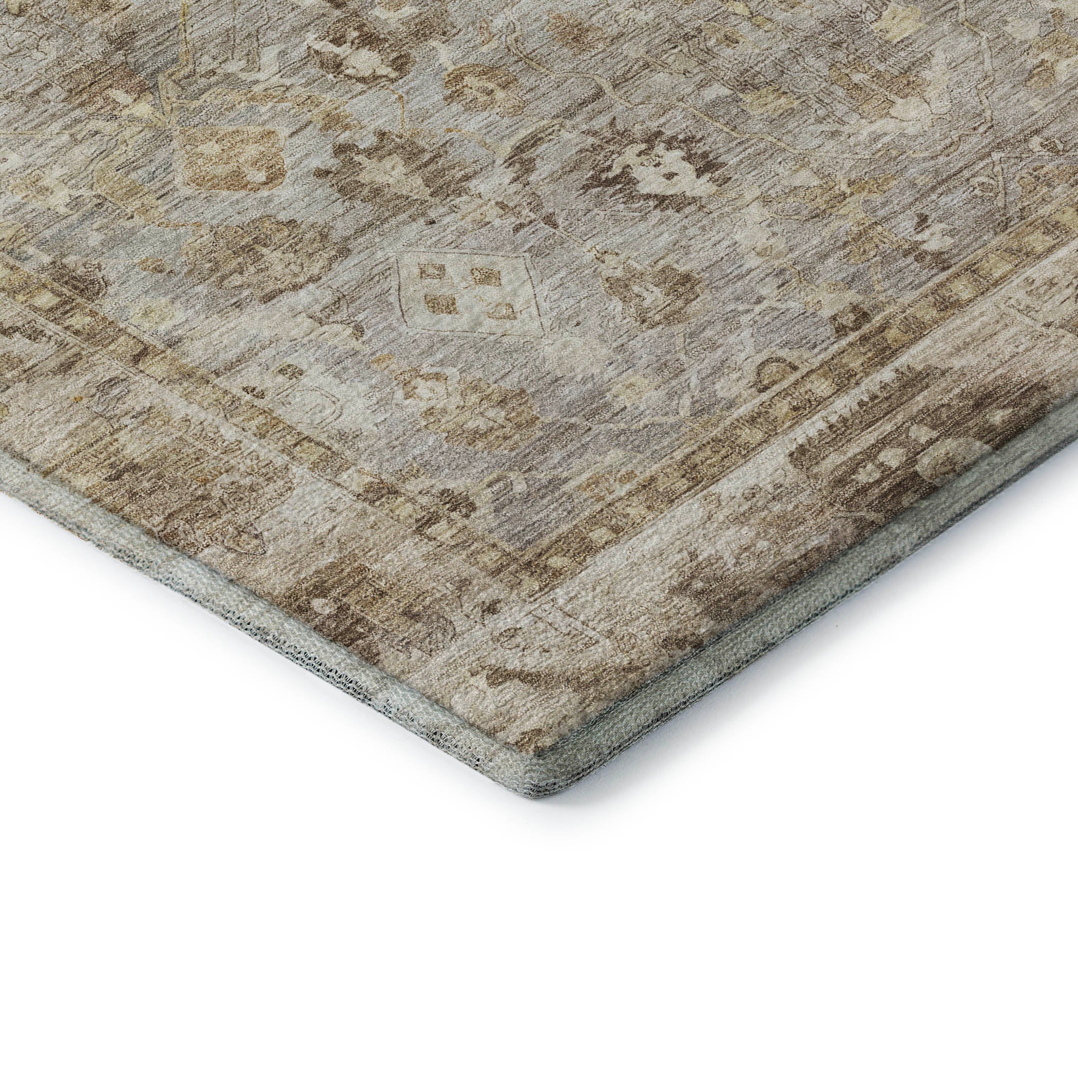 Cairo Machine Washable Traditional Taupe Brown Rug 1'8" x 2'6" #shape_Rectangle