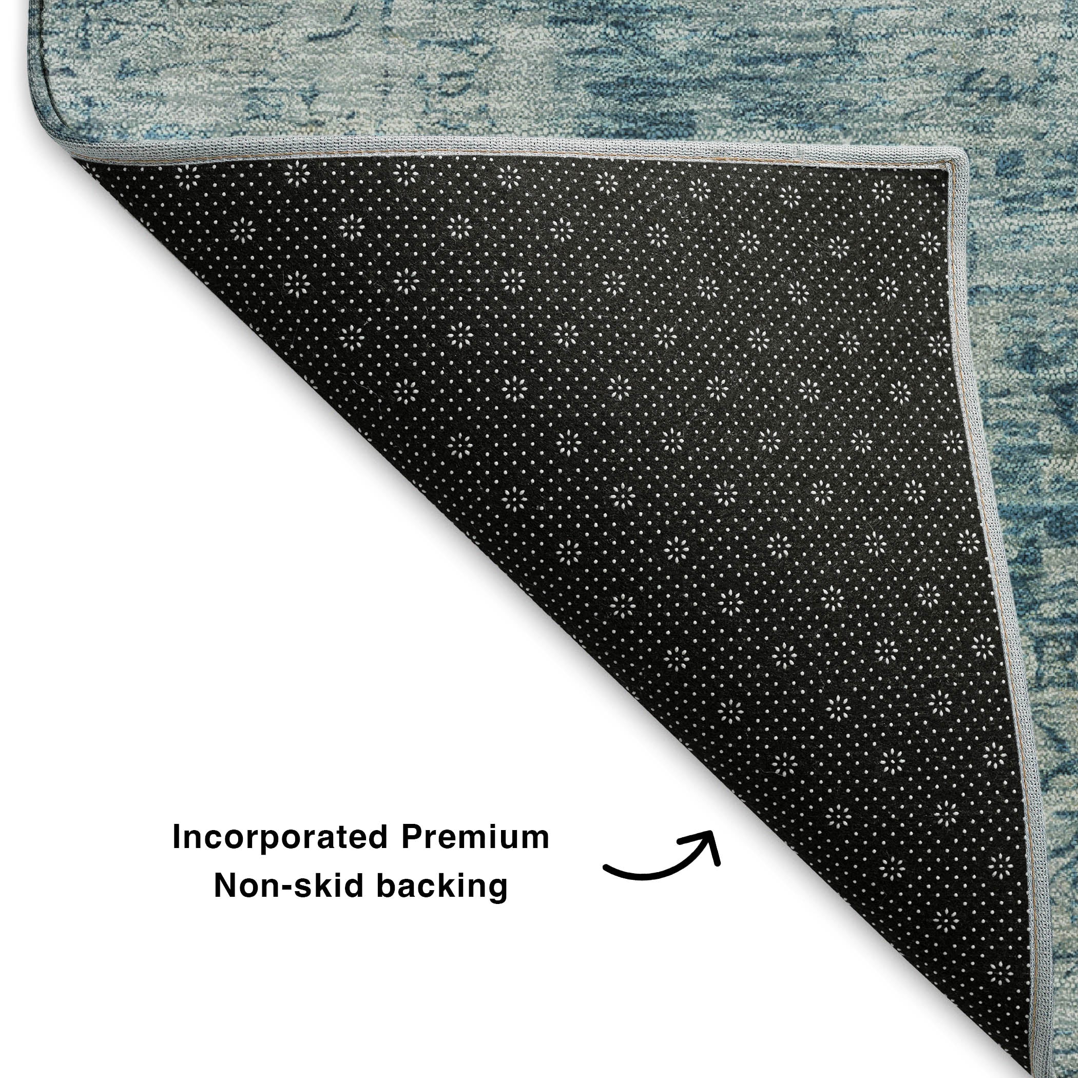 Bern Machine Washable Traditional Blue Rug 1'8" x 2'6" #shape_Rectangle