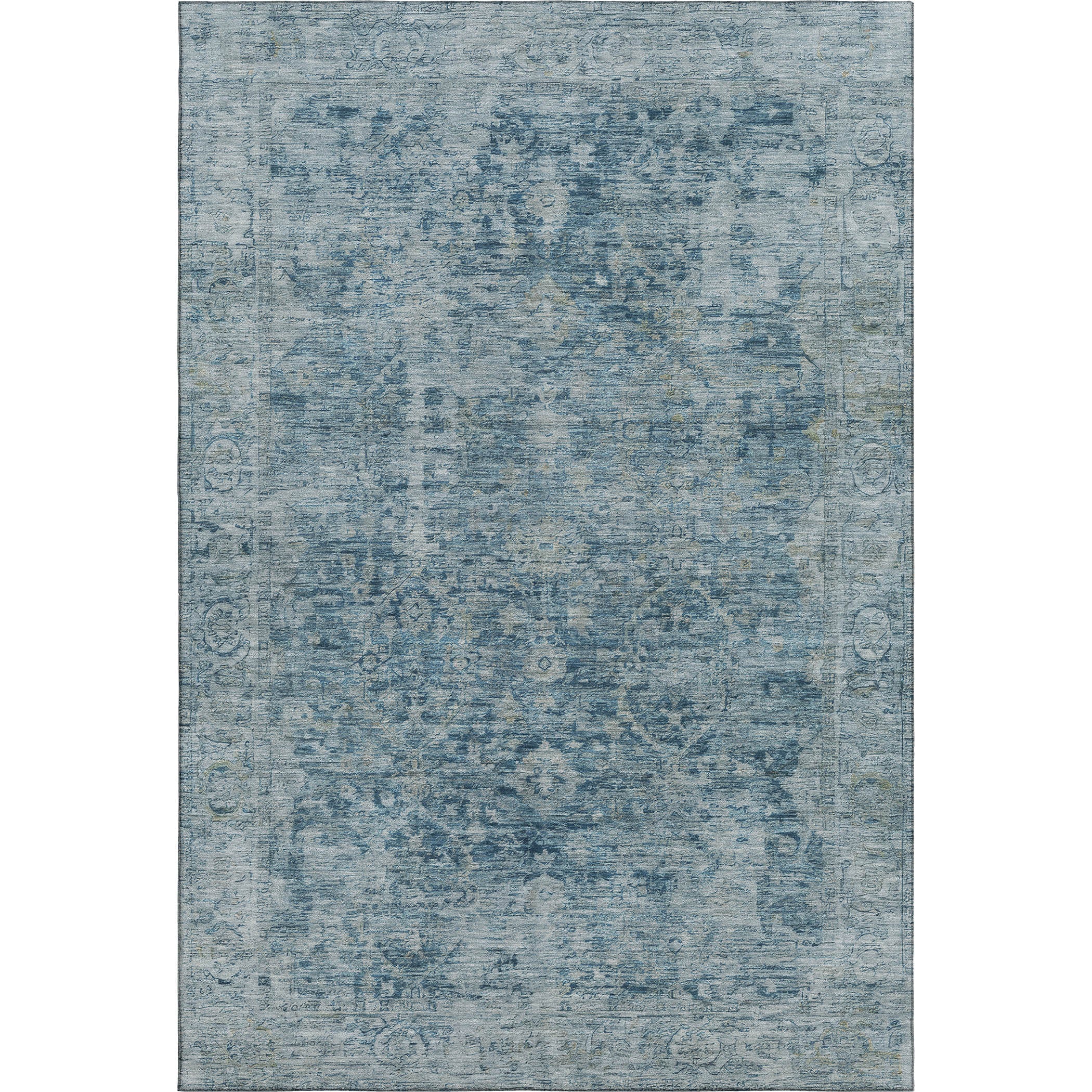 Bern Machine Washable Traditional Blue Rug 2'6" x 3'10" #shape_Rectangle